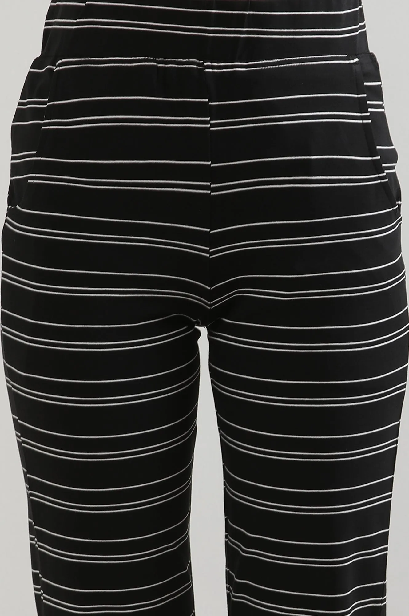 Black Yarn Dyed Cotton Blend Parallel Pants