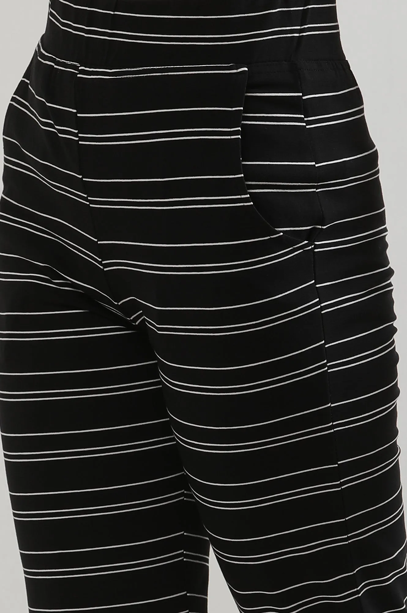 Black Yarn Dyed Cotton Blend Parallel Pants