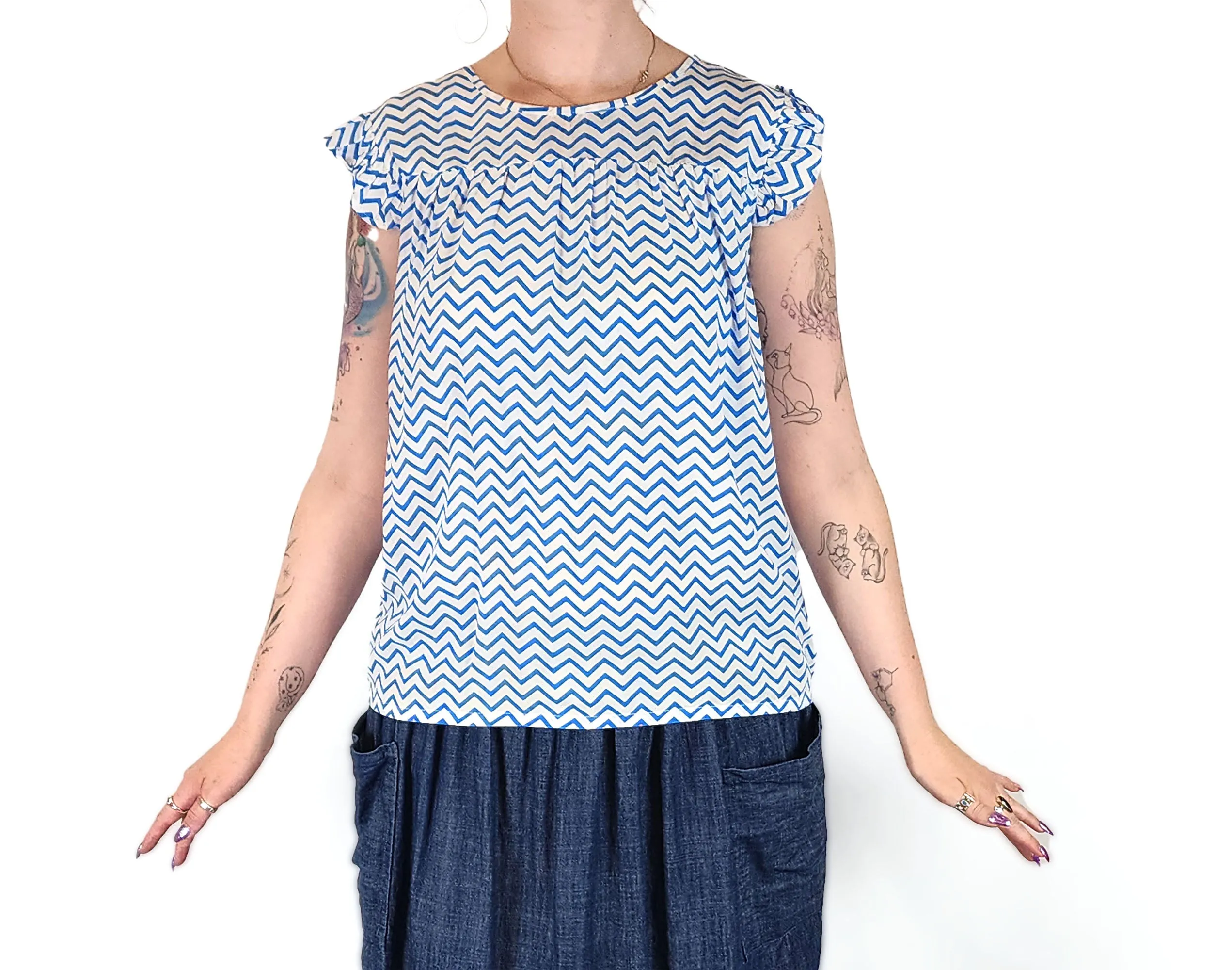 Blue striped top size 12