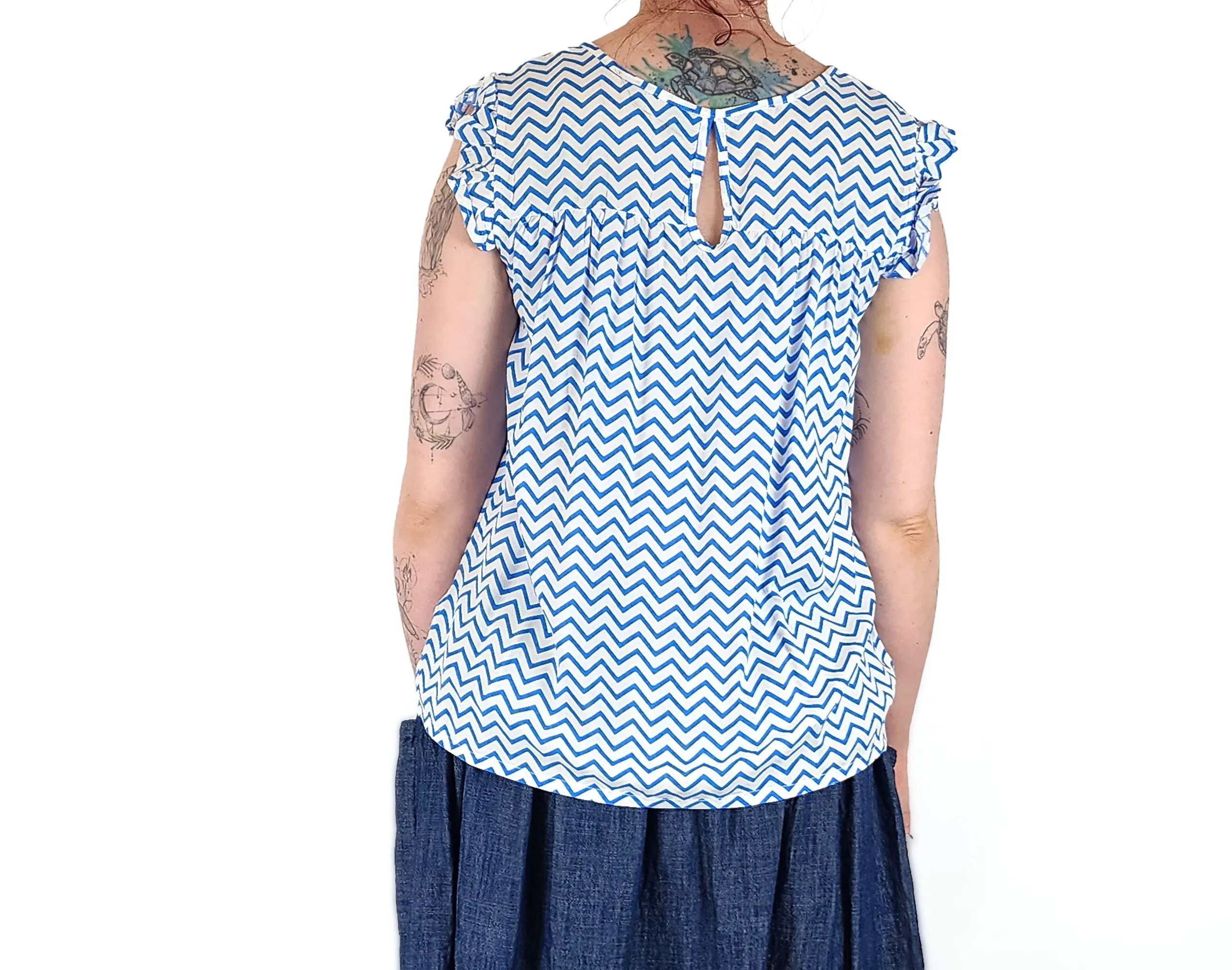 Blue striped top size 12