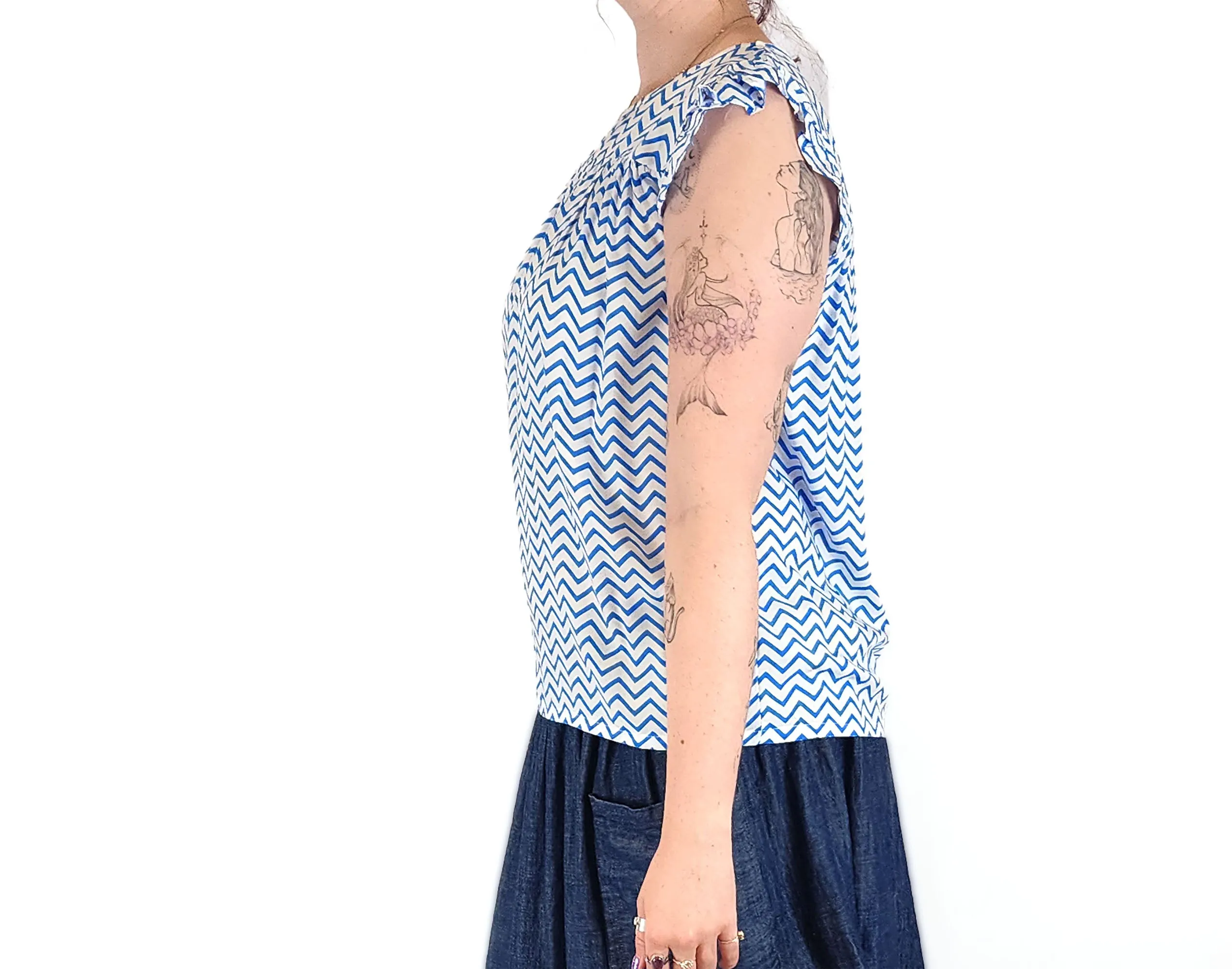Blue striped top size 12