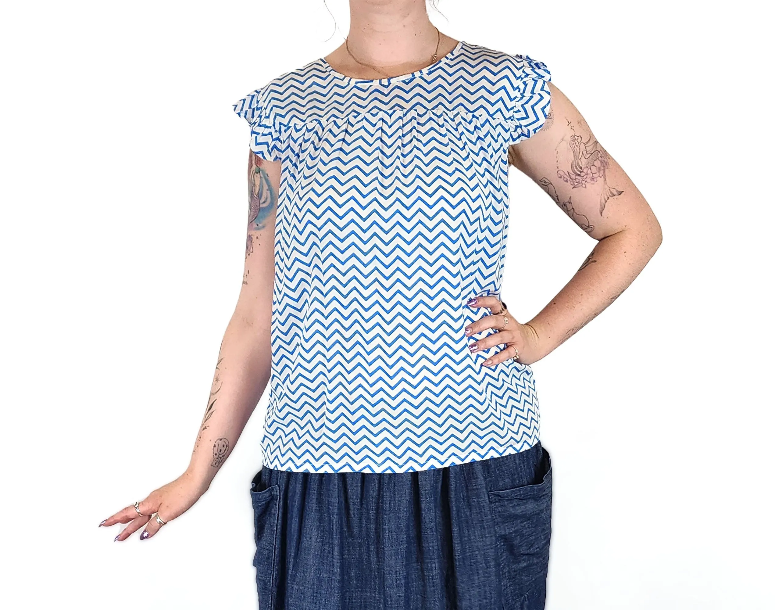 Blue striped top size 12