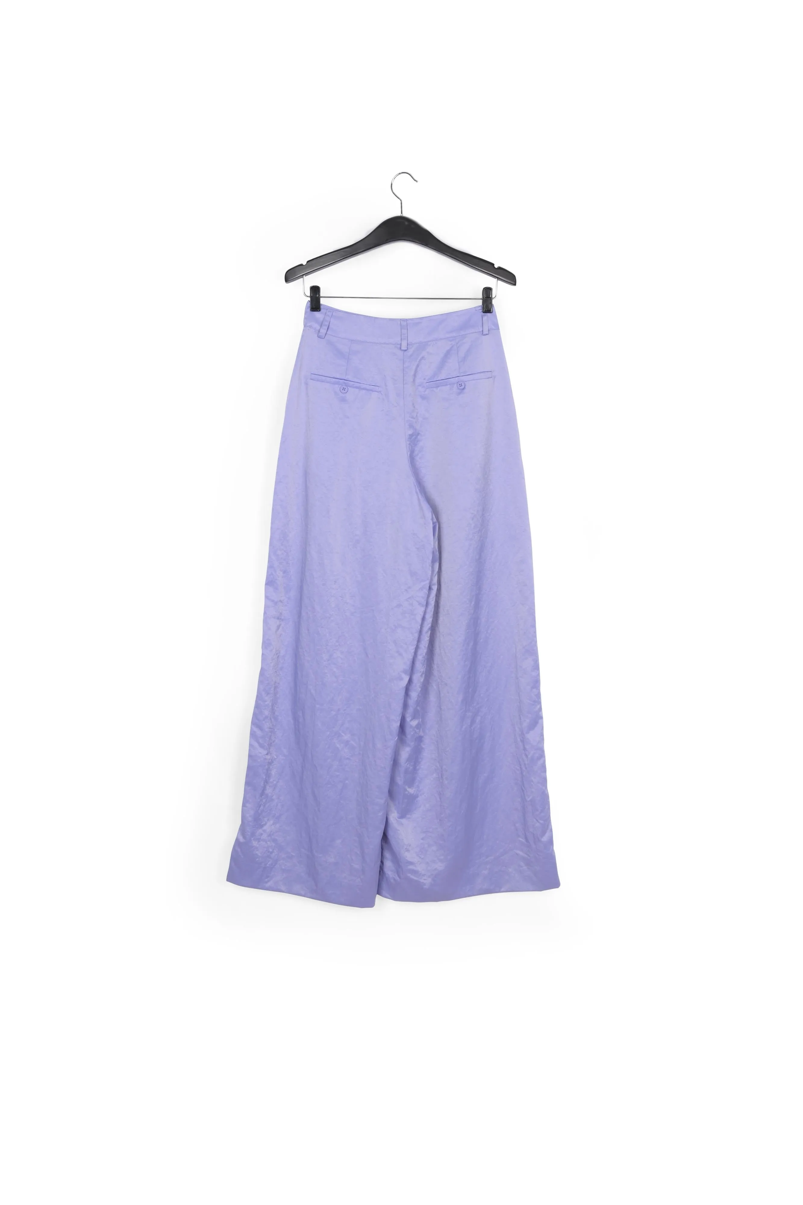Blue wide-leg satin pants