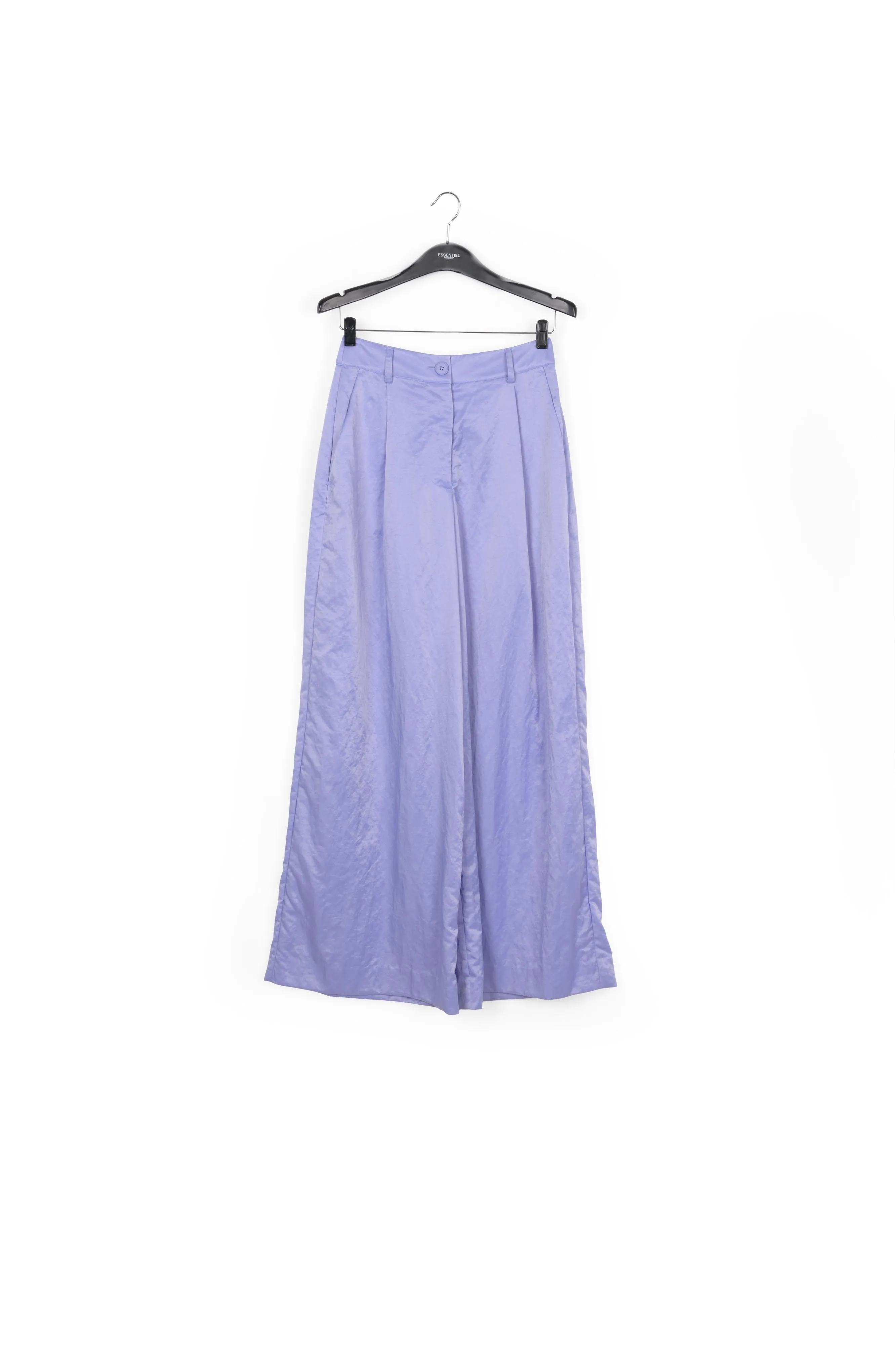 Blue wide-leg satin pants