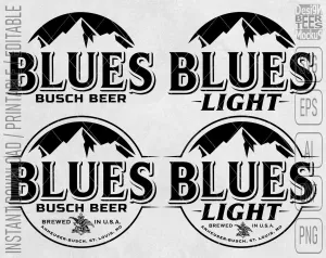 Blues Busch Light Beer Logo Inspired Unofficial Custom 4 in 1 Design SVG PNG EPS AI Digital Cut Files Editable Printable