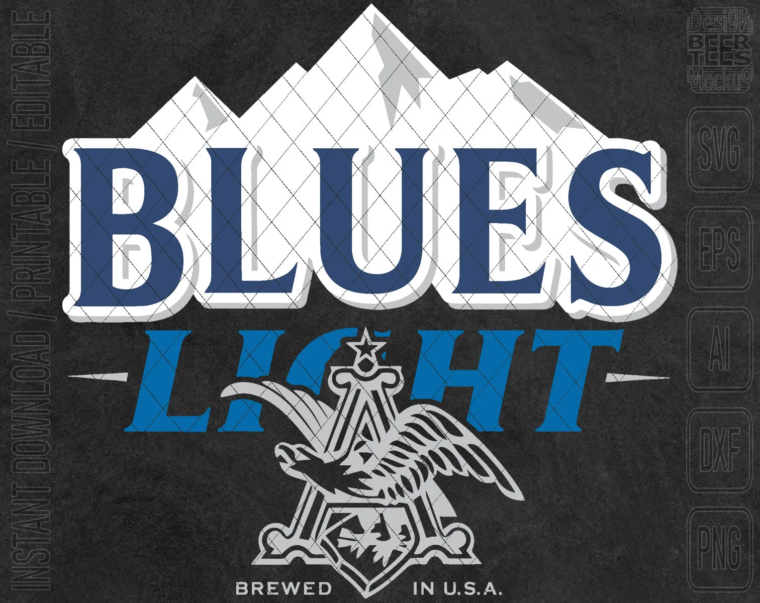 Blues Busch Light Beer Logo Inspired Unofficial Custom Design SVG PNG EPS AI Digital Cut Files Editable Printable