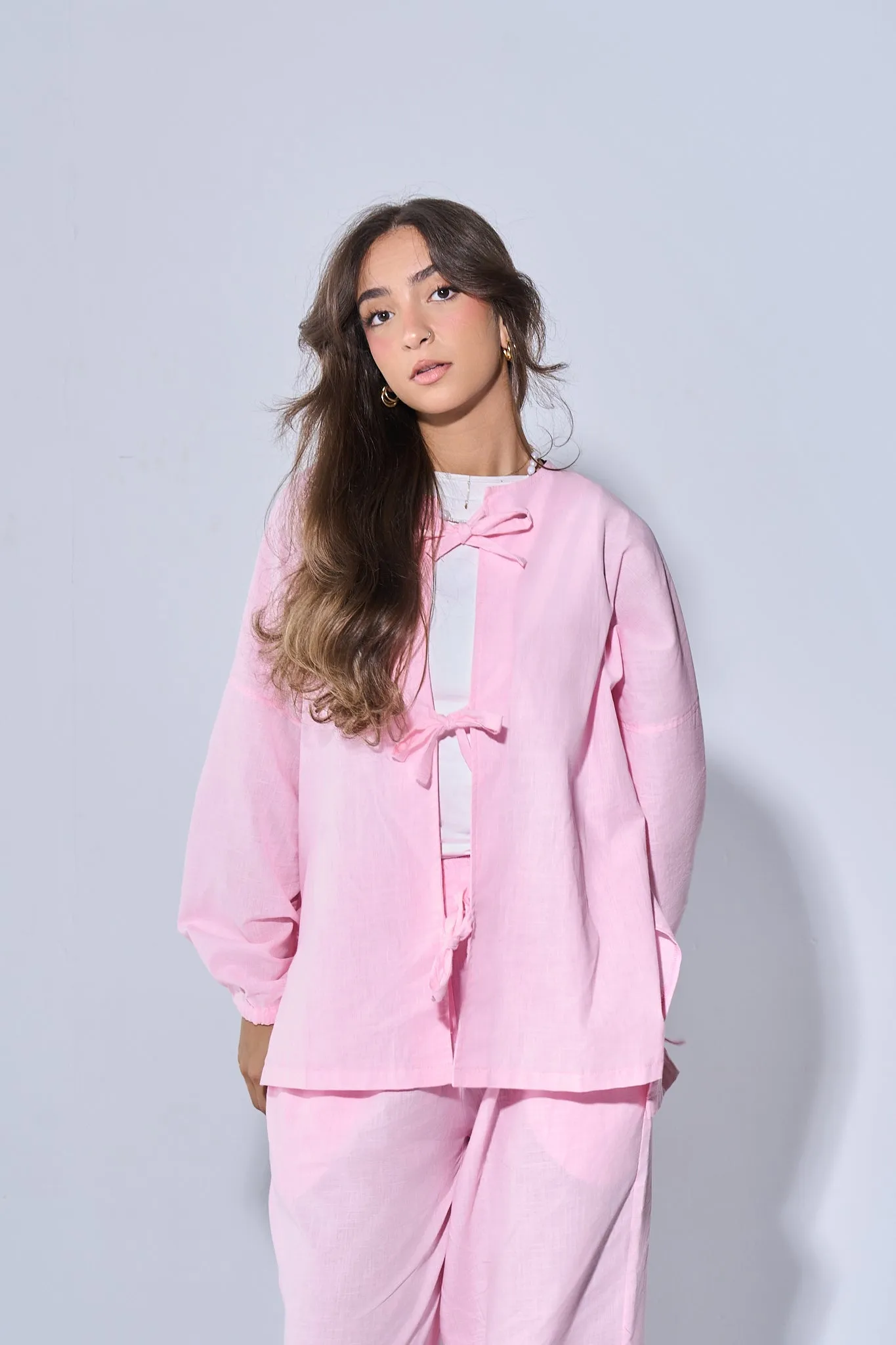 Bow Shirt In Light Pink