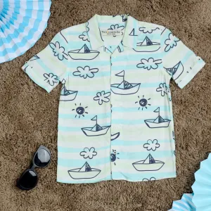 Boys Boat Printed Shirt Cloud Dancer