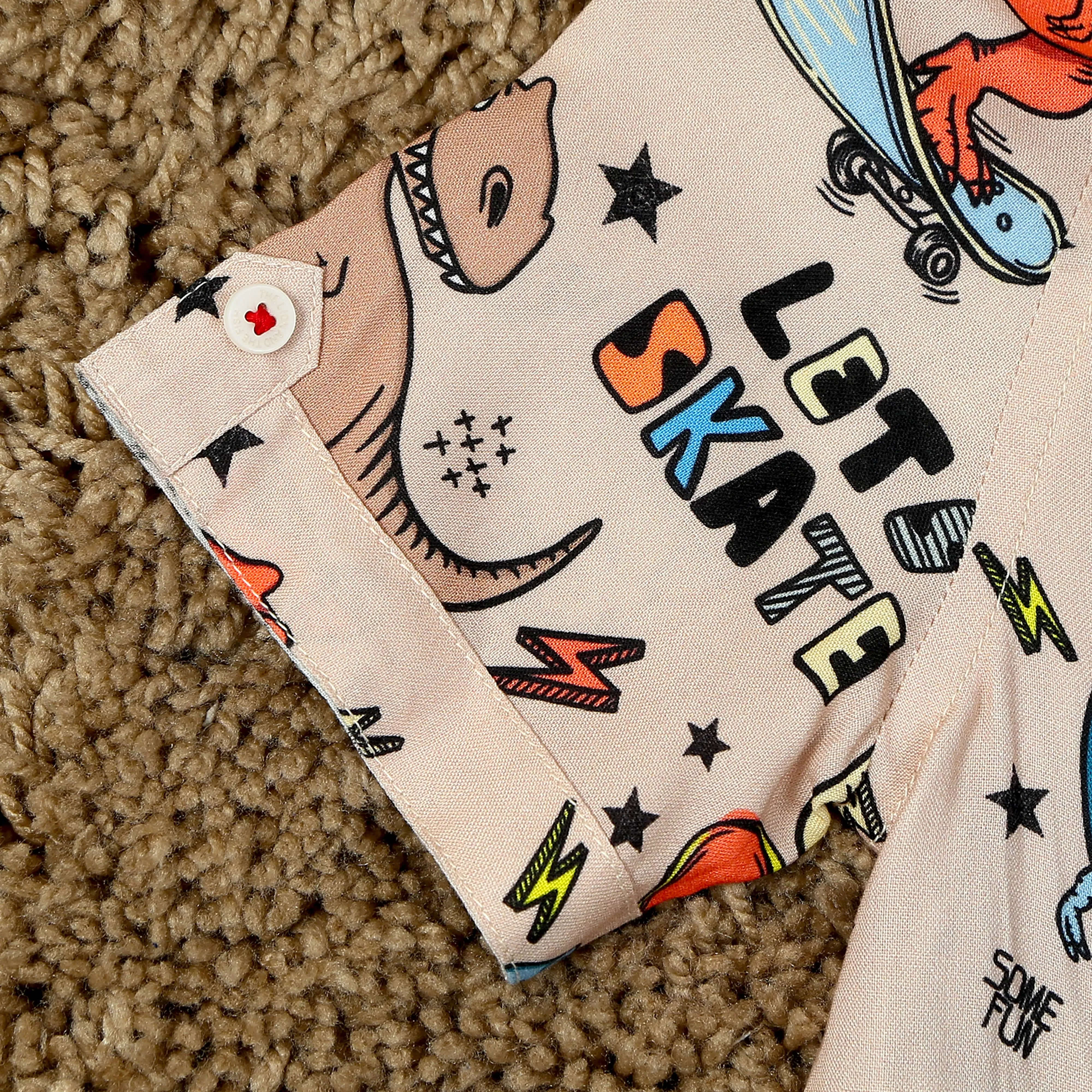 Boys Dinosour Printed Shirt Brown Black