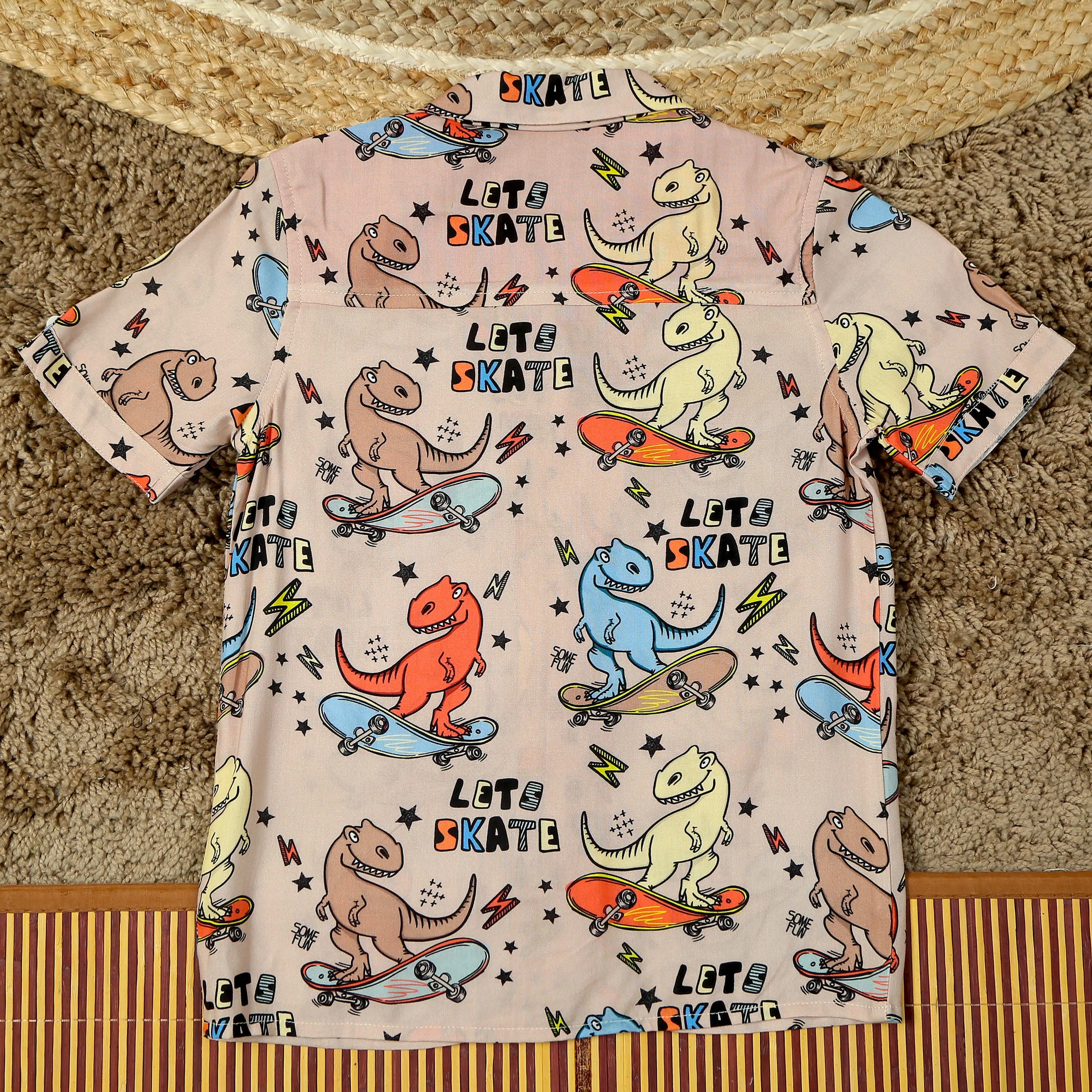 Boys Dinosour Printed Shirt Brown Black