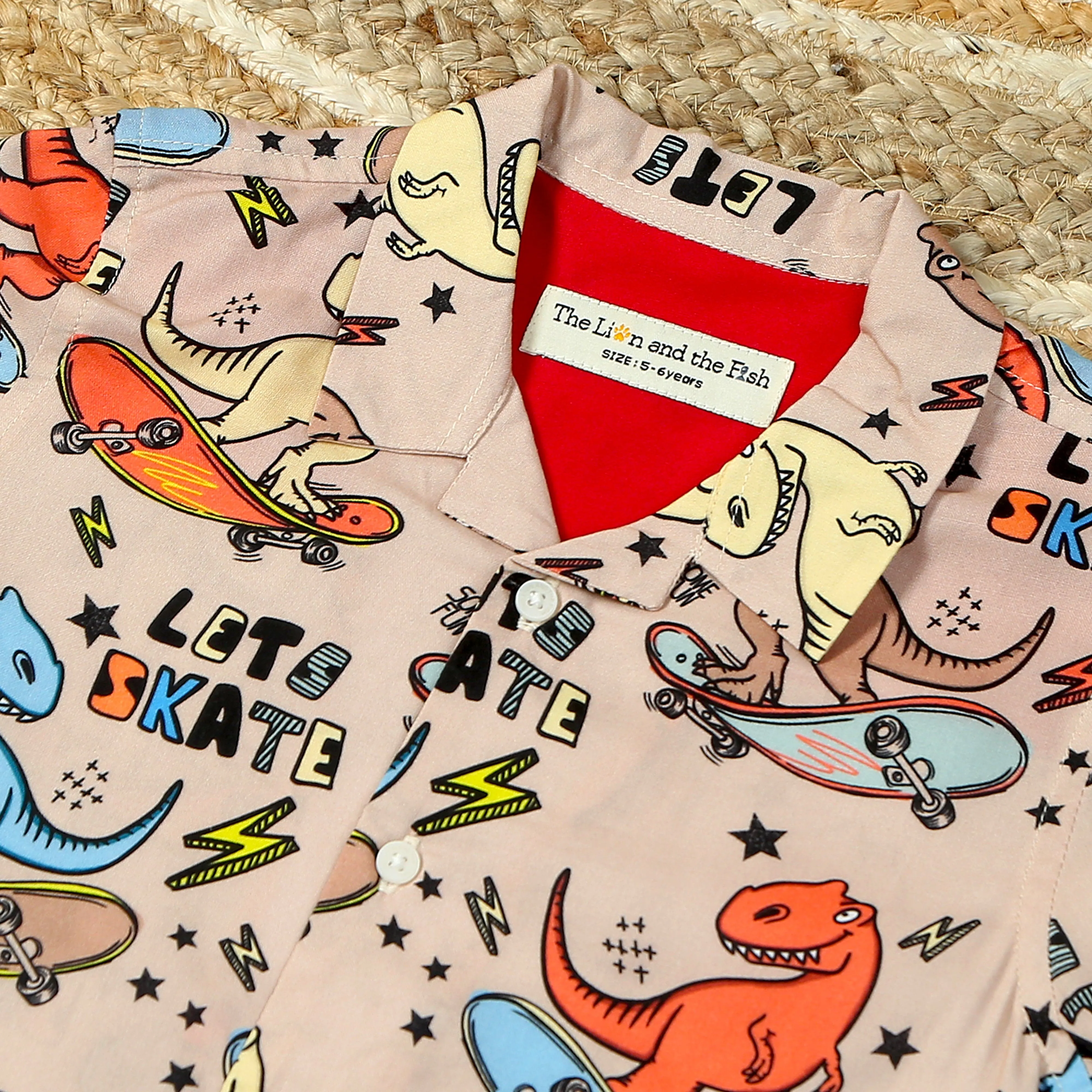 Boys Dinosour Printed Shirt Brown Black