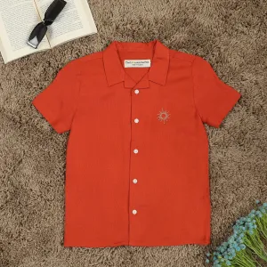 Boys Embroidery Shirt Vermillion Orange