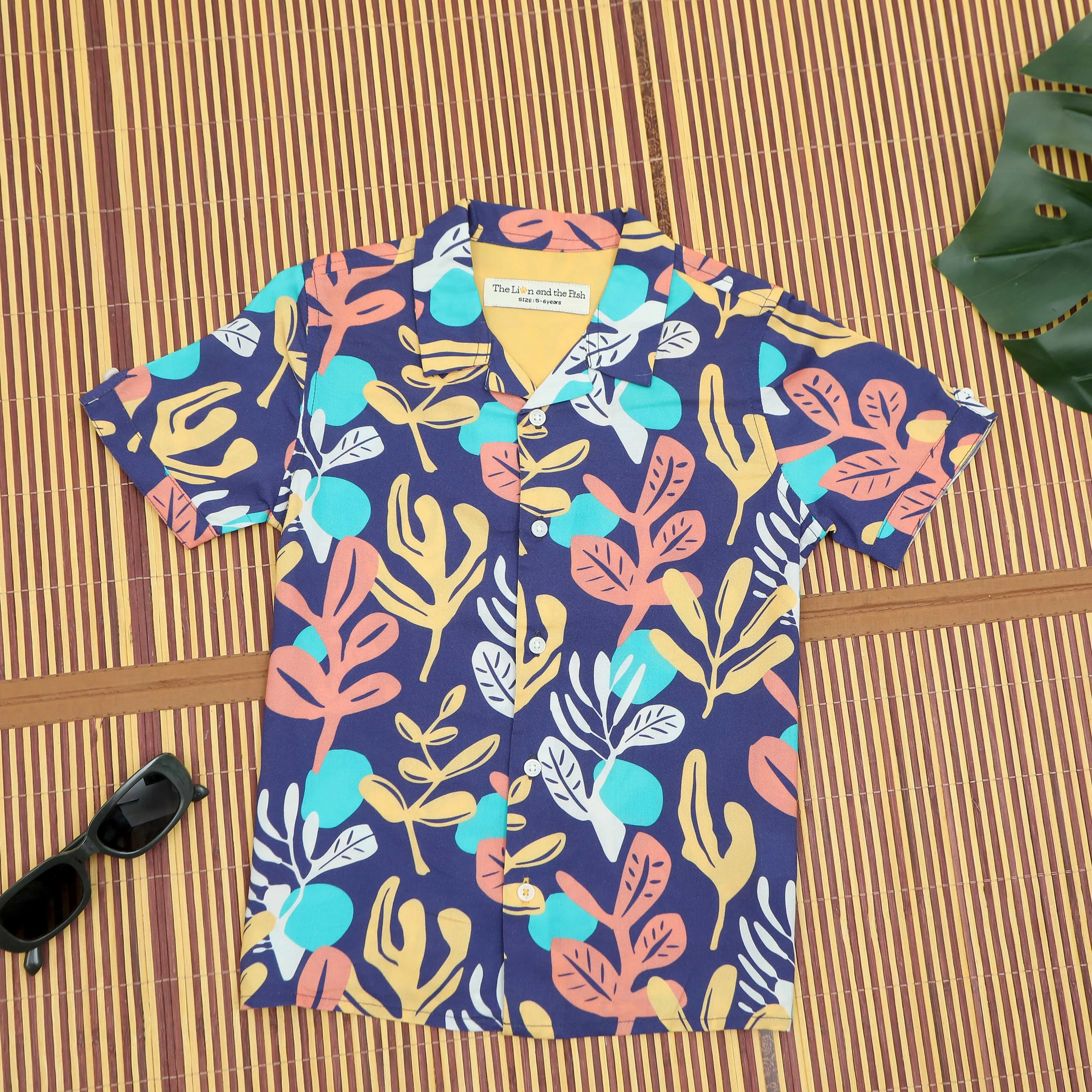 Boys Flower Print Shirt Blue Purple