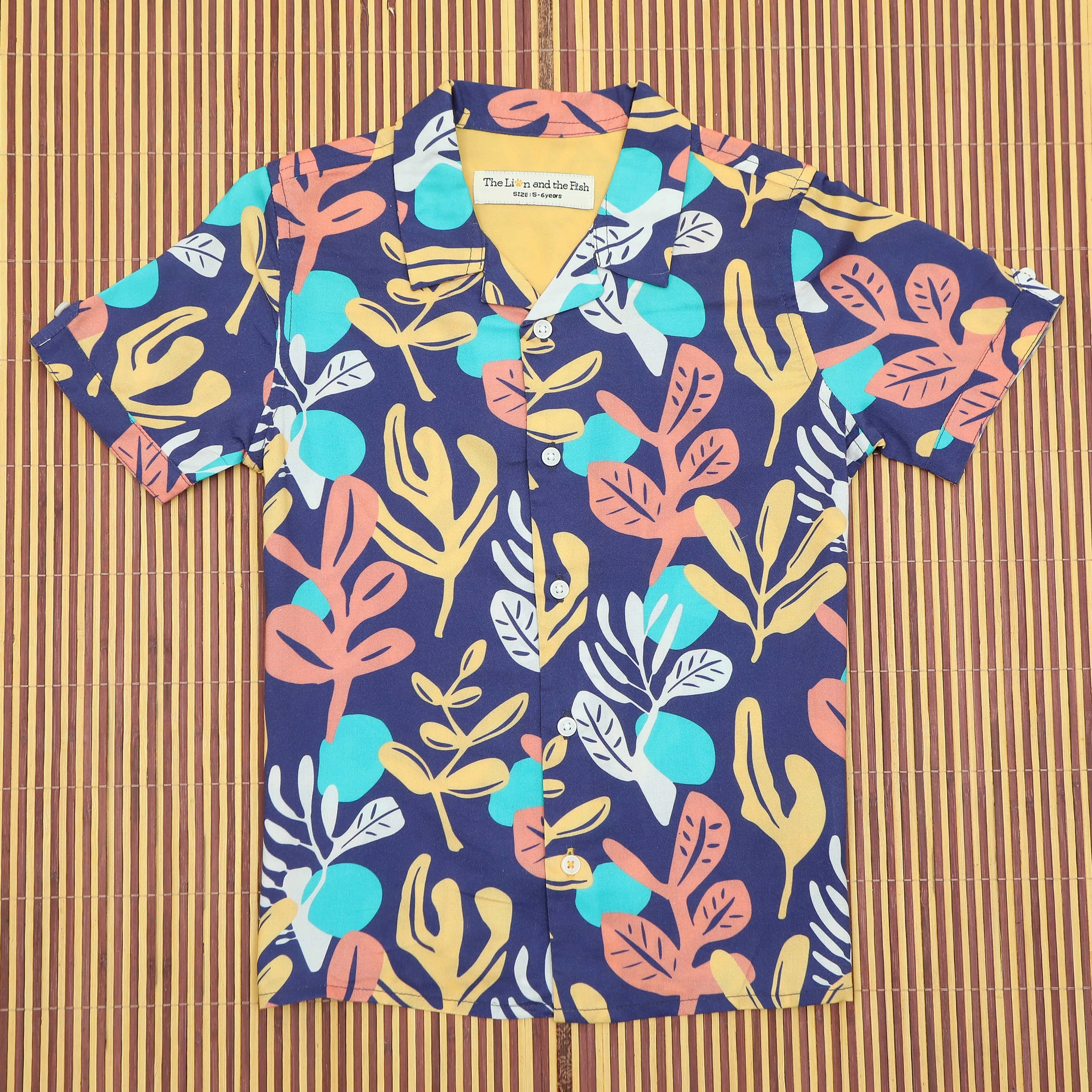 Boys Flower Print Shirt Blue Purple