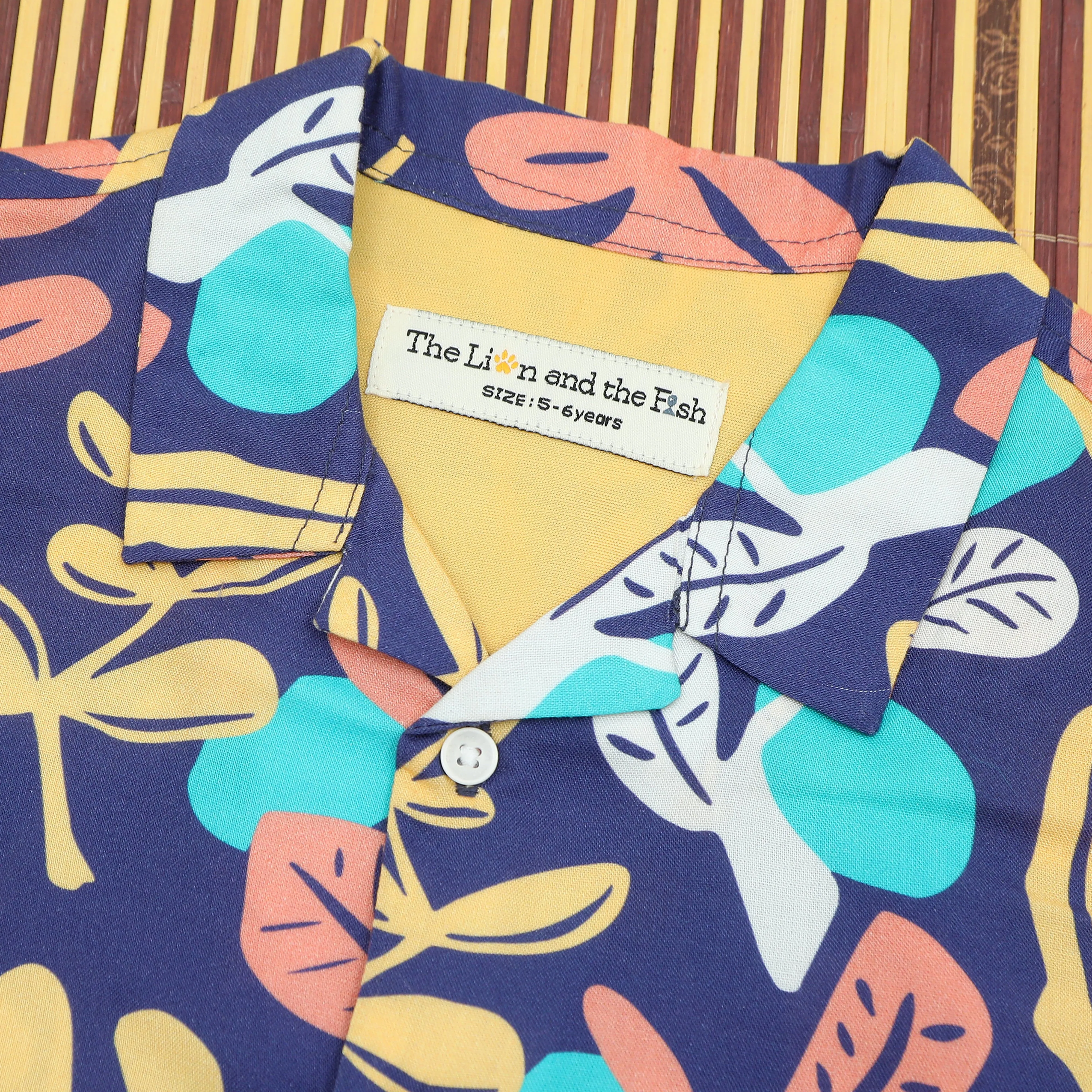 Boys Flower Print Shirt Blue Purple