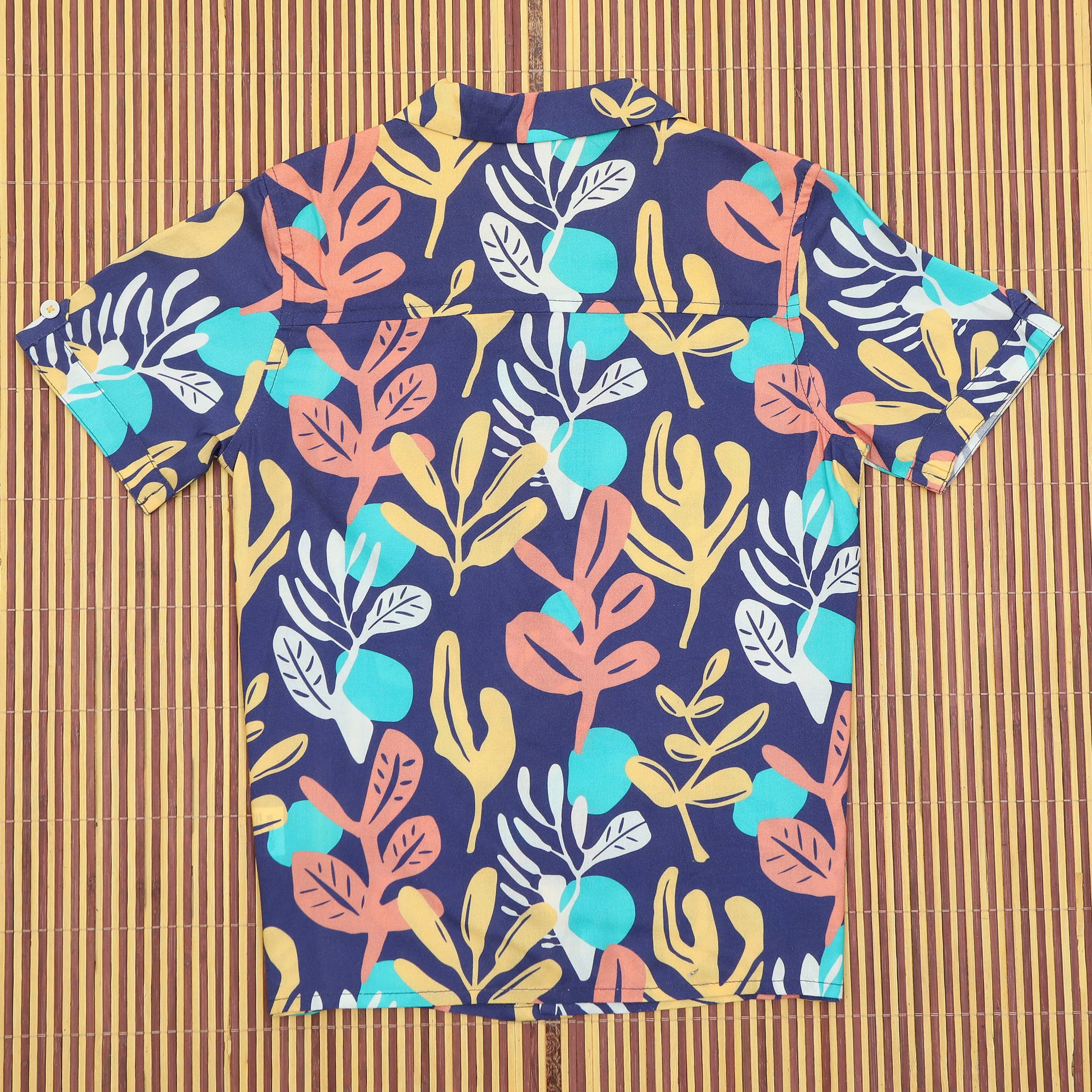 Boys Flower Print Shirt Blue Purple