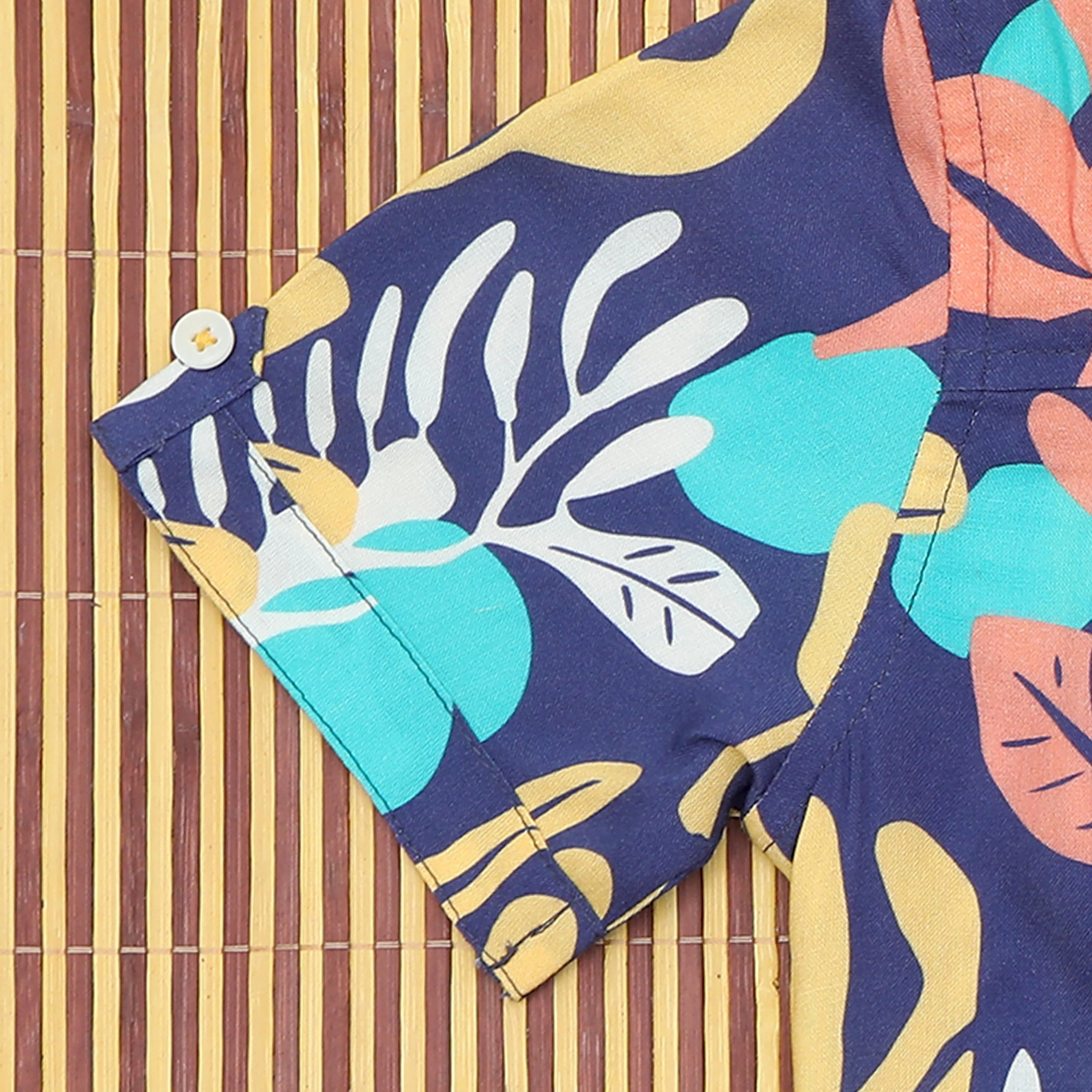 Boys Flower Print Shirt Blue Purple