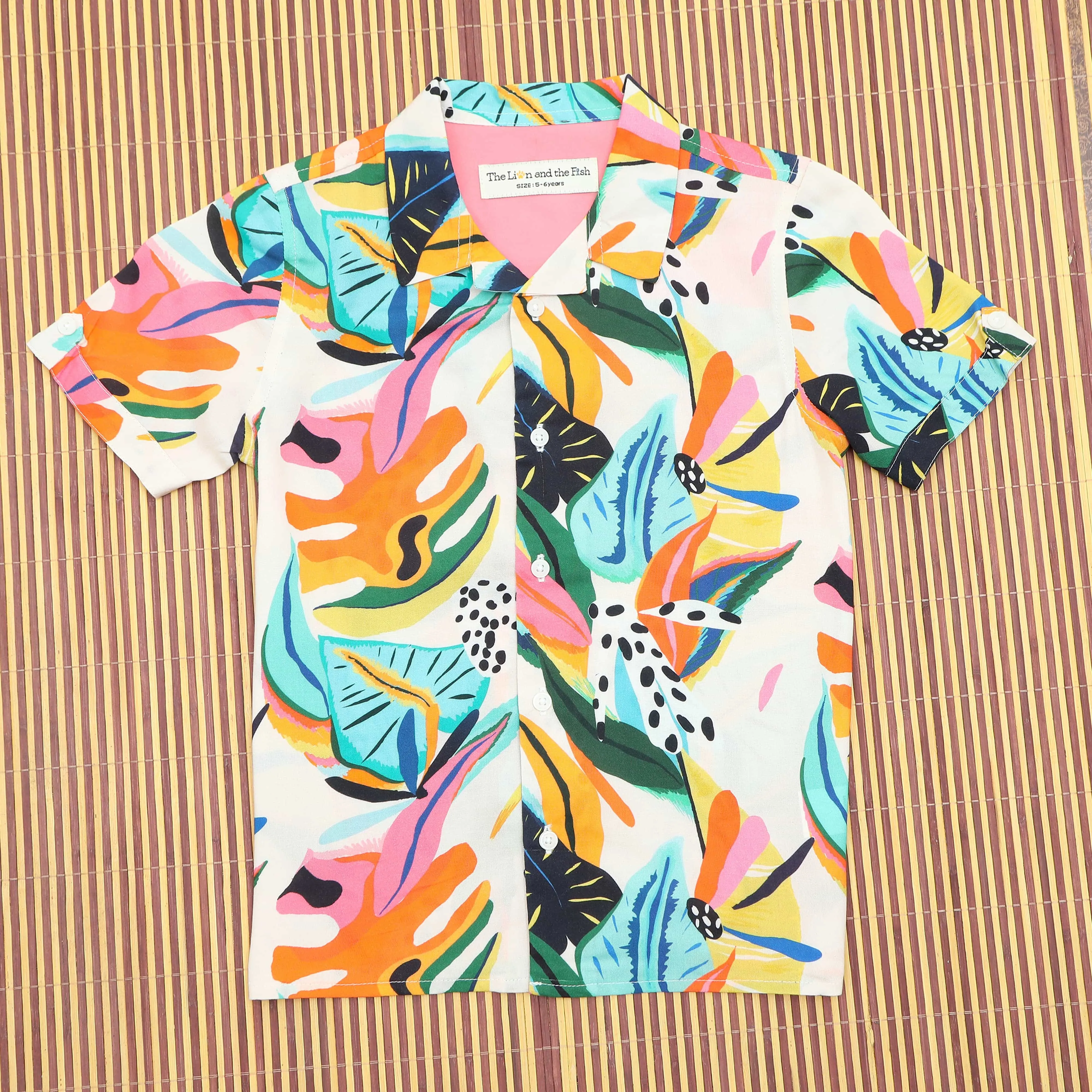 Boys Modern Leaf Print Shirt Multi Colour