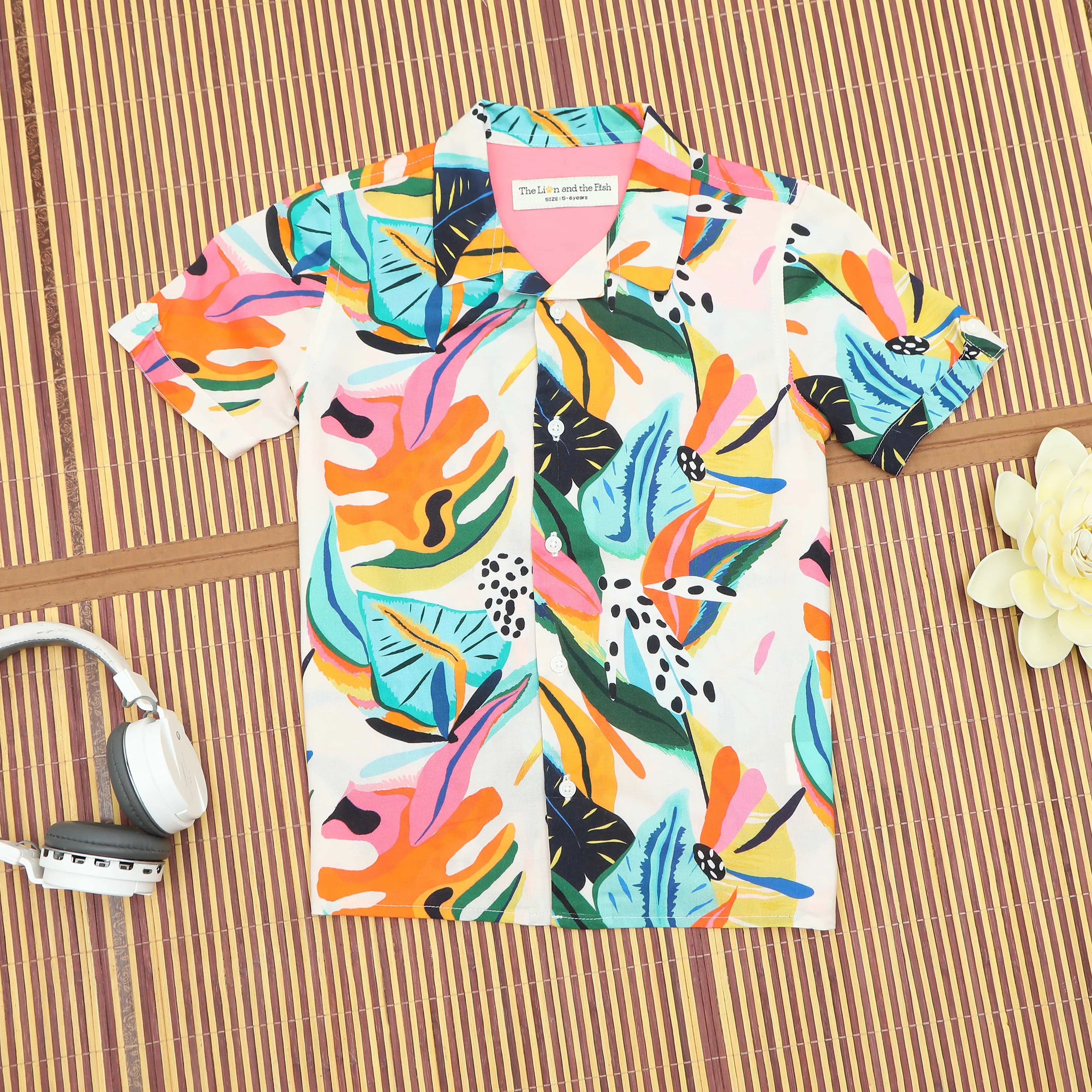 Boys Modern Leaf Print Shirt Multi Colour