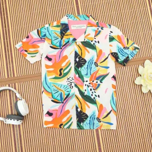 Boys Modern Leaf Print Shirt Multi Colour