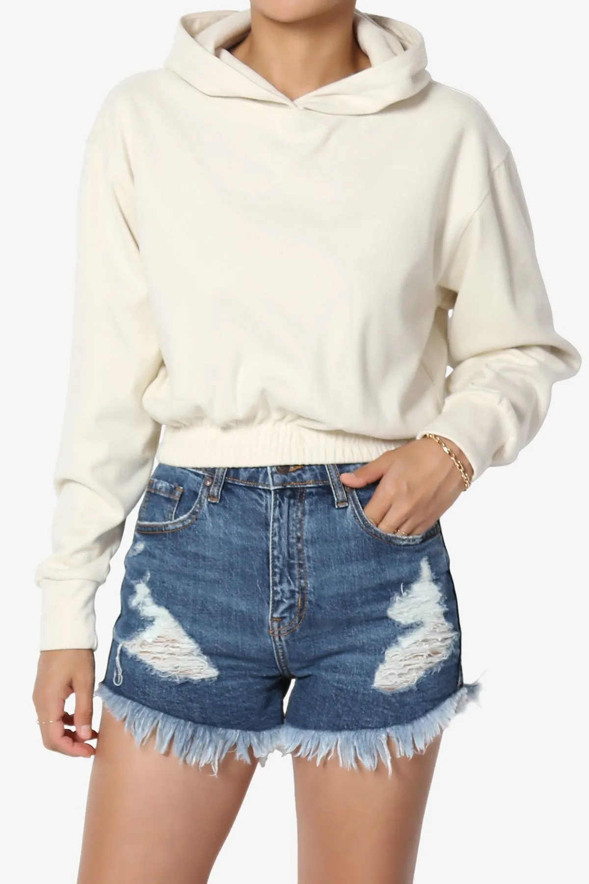 Brenna Brushed Terry Cropped Hoodie
