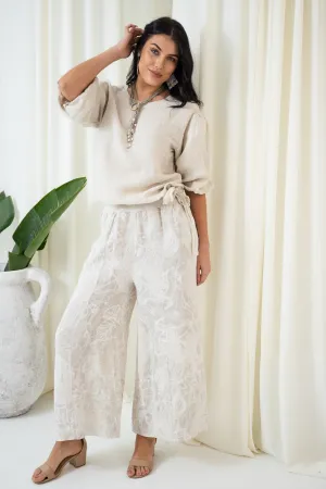 Burleigh Linen Culotte Pant | Beige