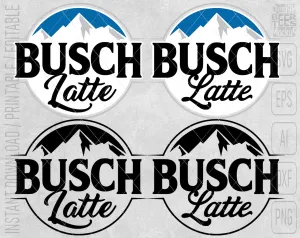 Busch Latte Light Beer Logo Inspired Unofficial Custom 4 in 1 Design SVG PNG EPS AI Digital Cut Files Editable Printable