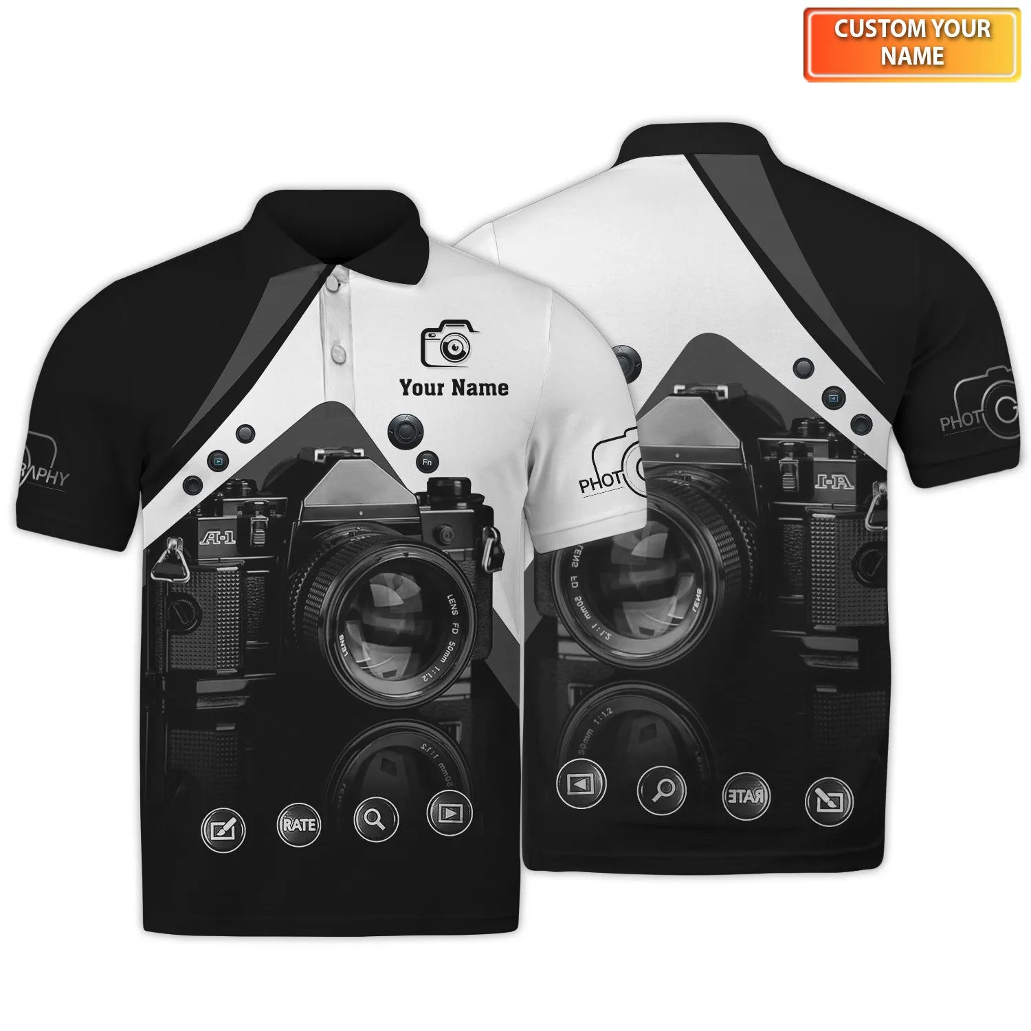 Camera Shirt, Photographer 3D Shirts Photography Custom Tshirts Videographer Shirts
