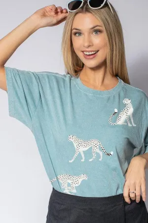 Cheetah Tee in Spearmint