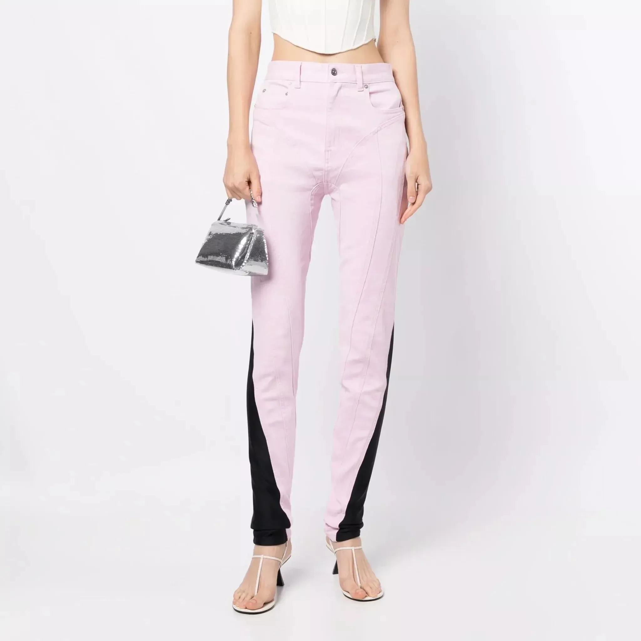 Chic Spliced Colorblock Denim Pencil Jeans