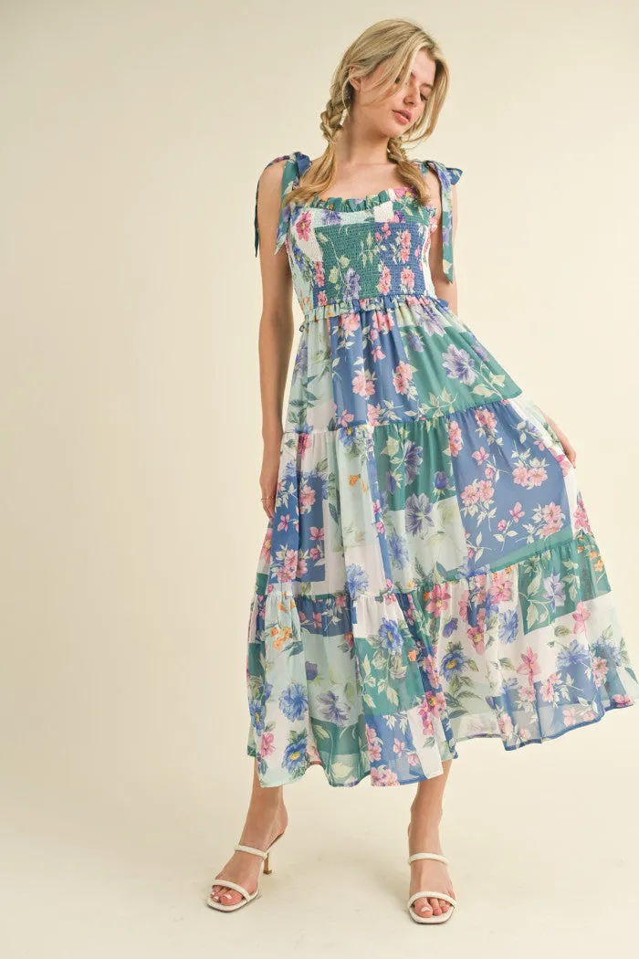 Chiffon Smocked Bodice Dress