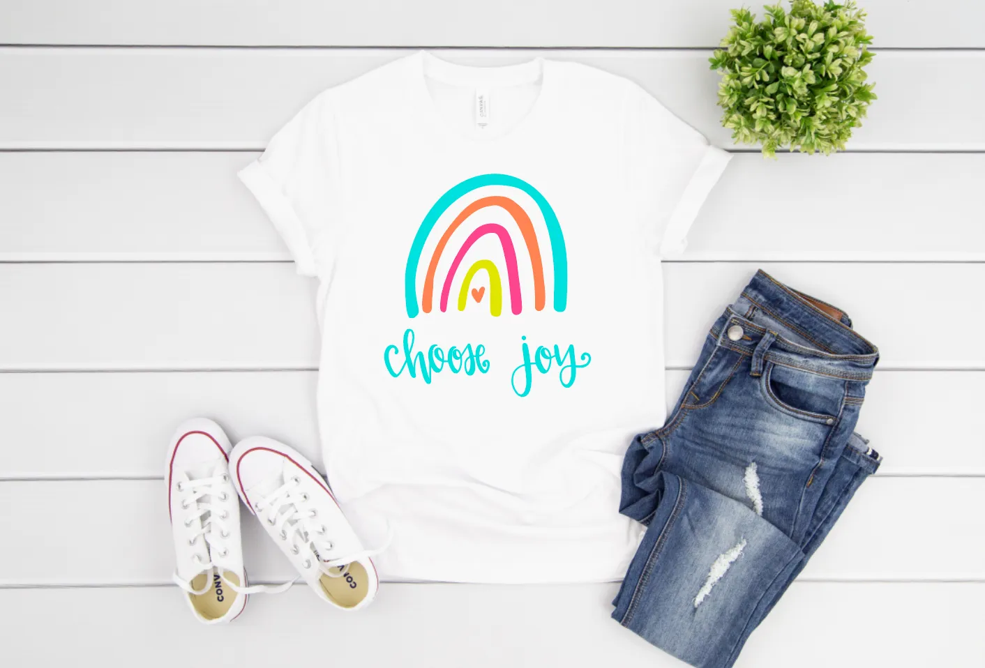 Choose Joy Rainbow Short Sleeve Tee