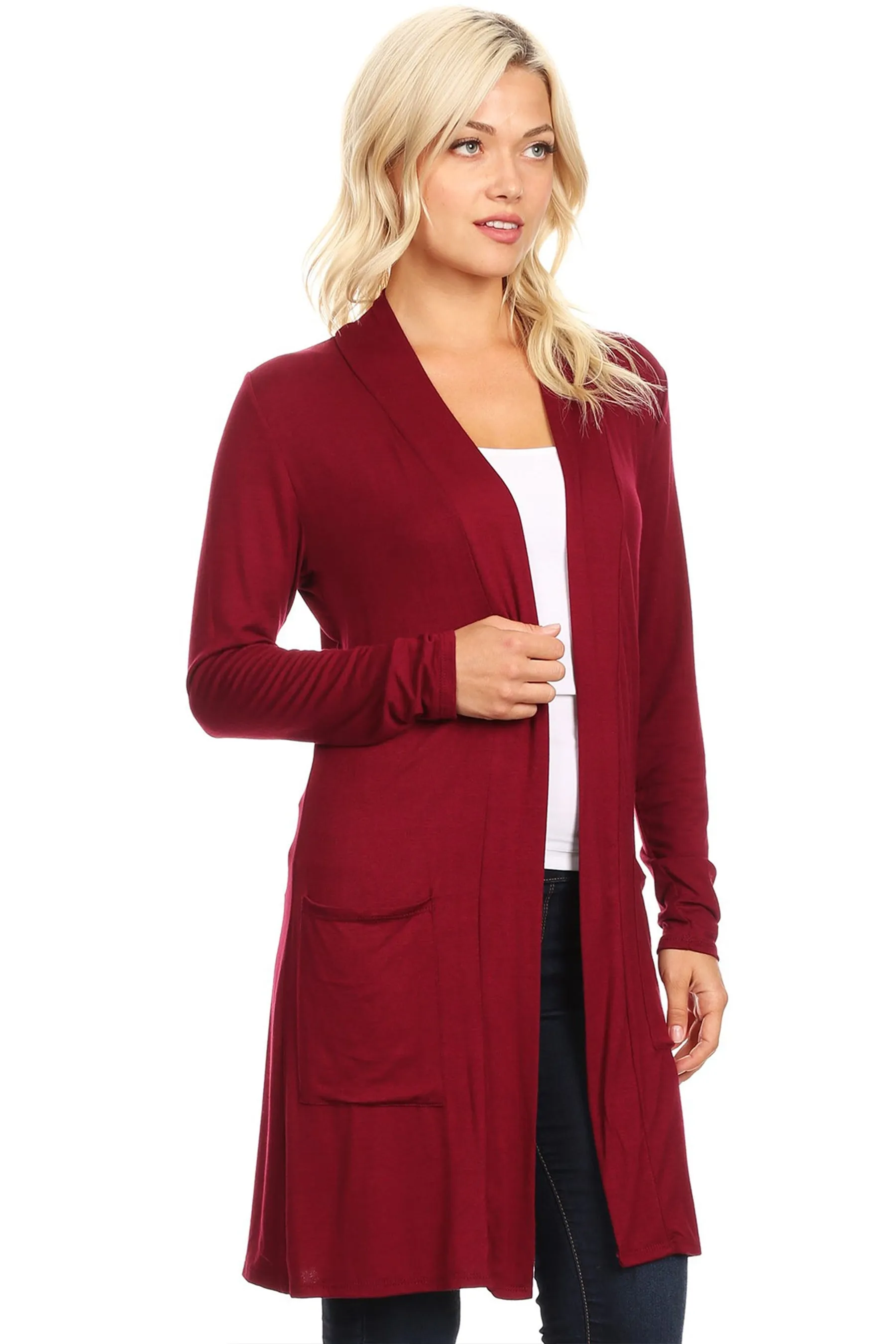 Classic Open Front Long Sleeve Cardigan  with Side Pockets V714 $10Each