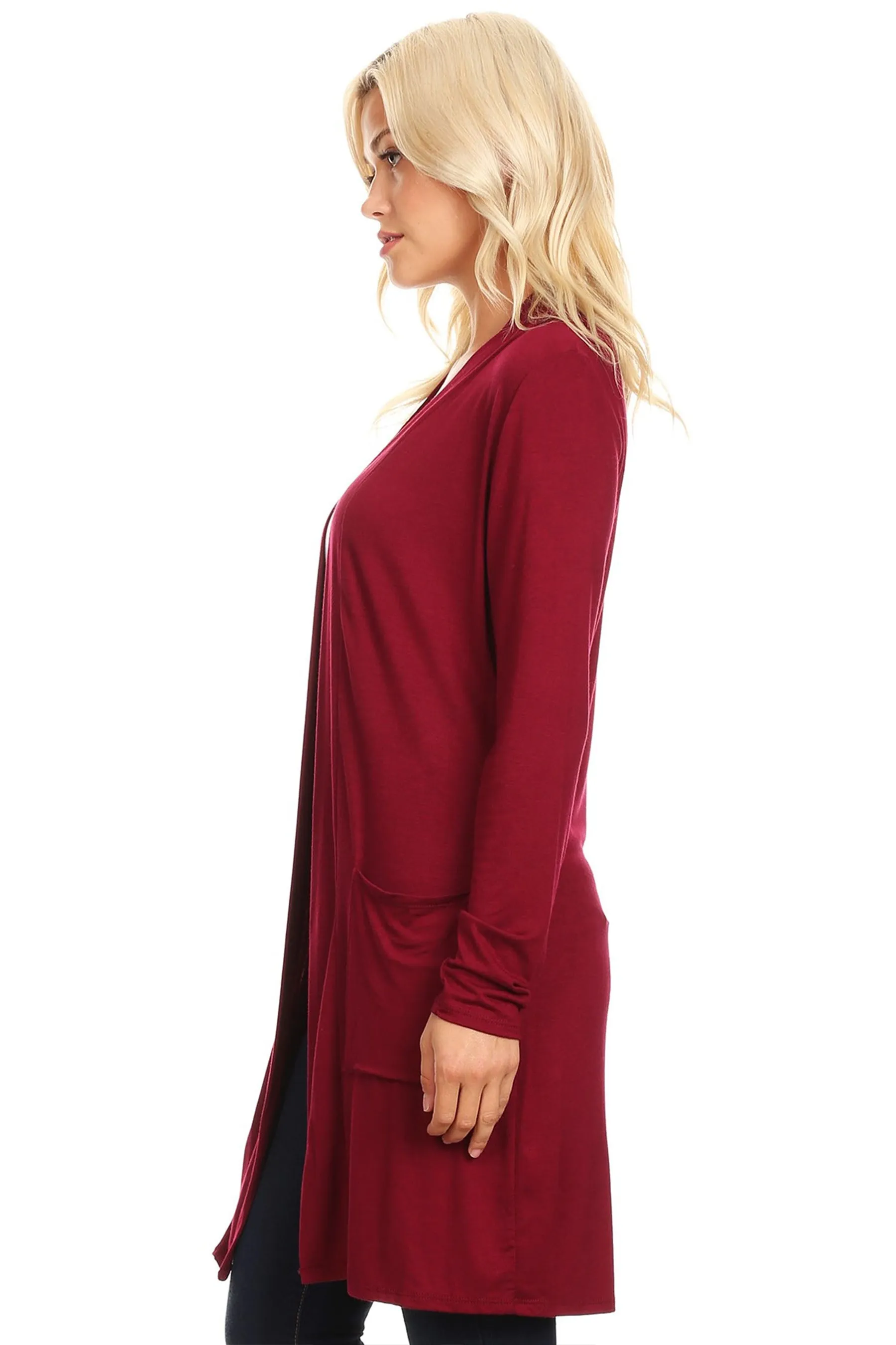 Classic Open Front Long Sleeve Cardigan  with Side Pockets V714 $10Each