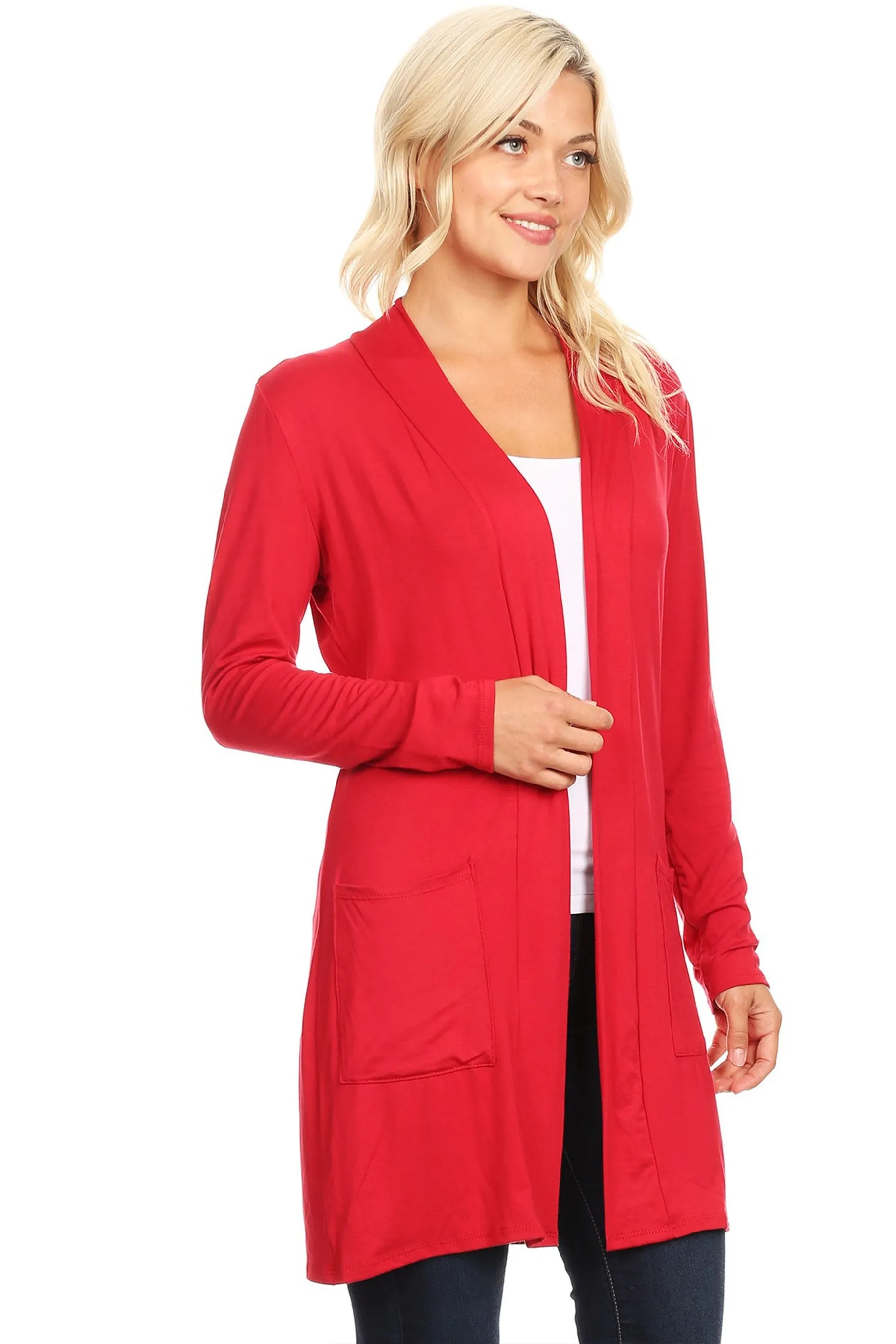 Classic Open Front Long Sleeve Cardigan  with Side Pockets V714 $10Each