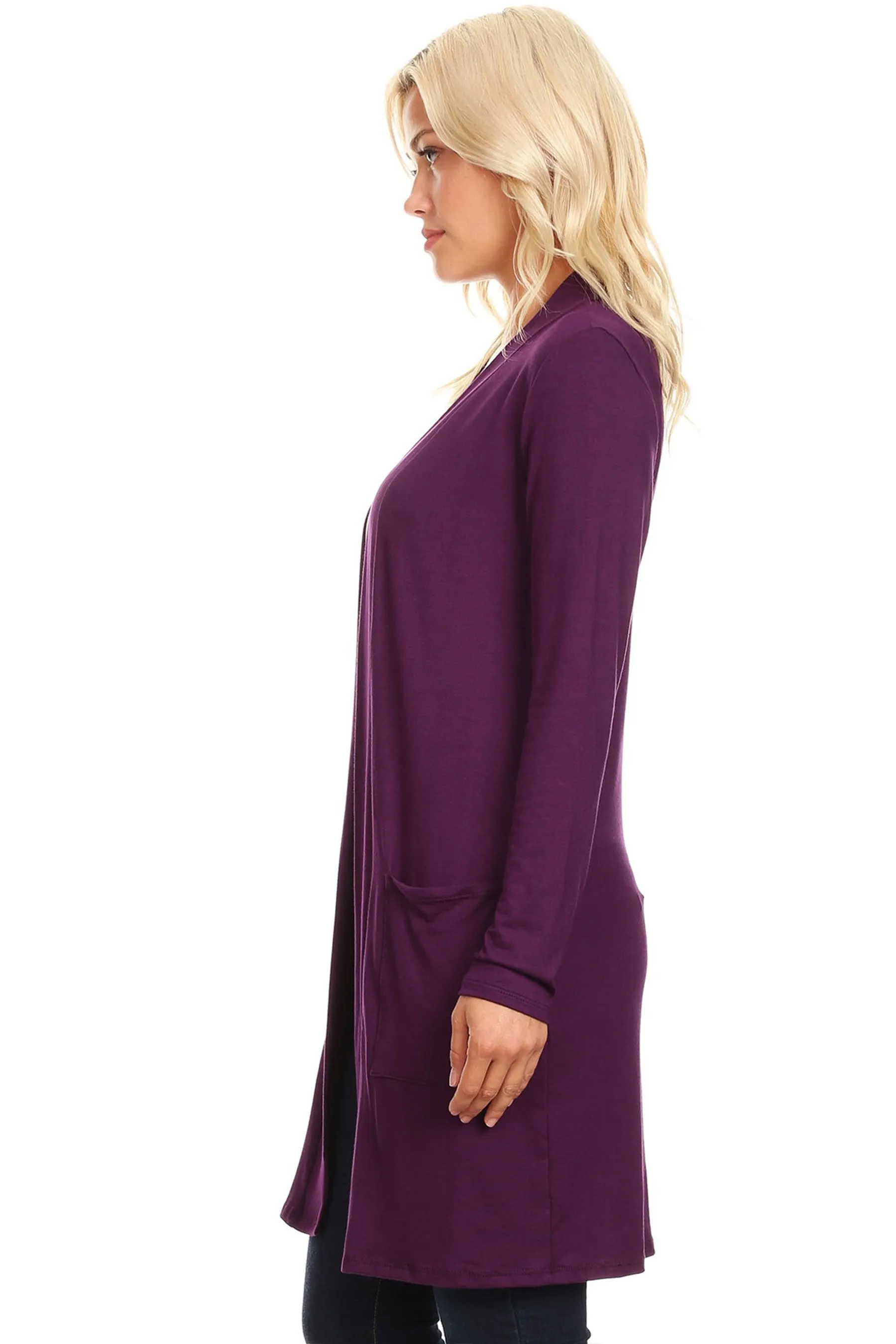 Classic Open Front Long Sleeve Cardigan  with Side Pockets V714 $10Each