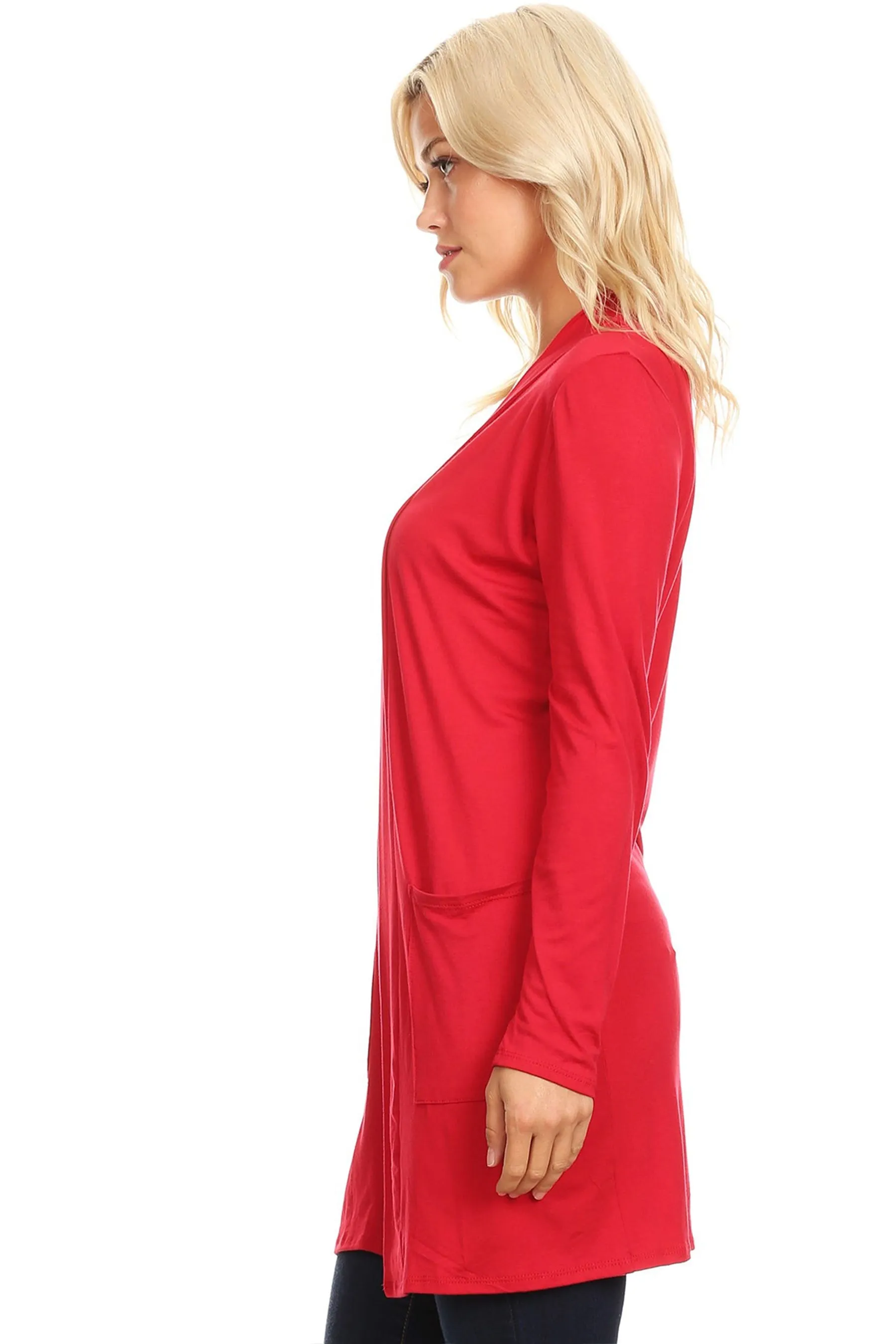 Classic Open Front Long Sleeve Cardigan  with Side Pockets V714 $10Each