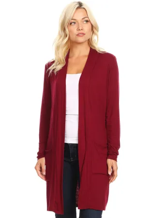 Classic Open Front Long Sleeve Cardigan  with Side Pockets V714 $10Each