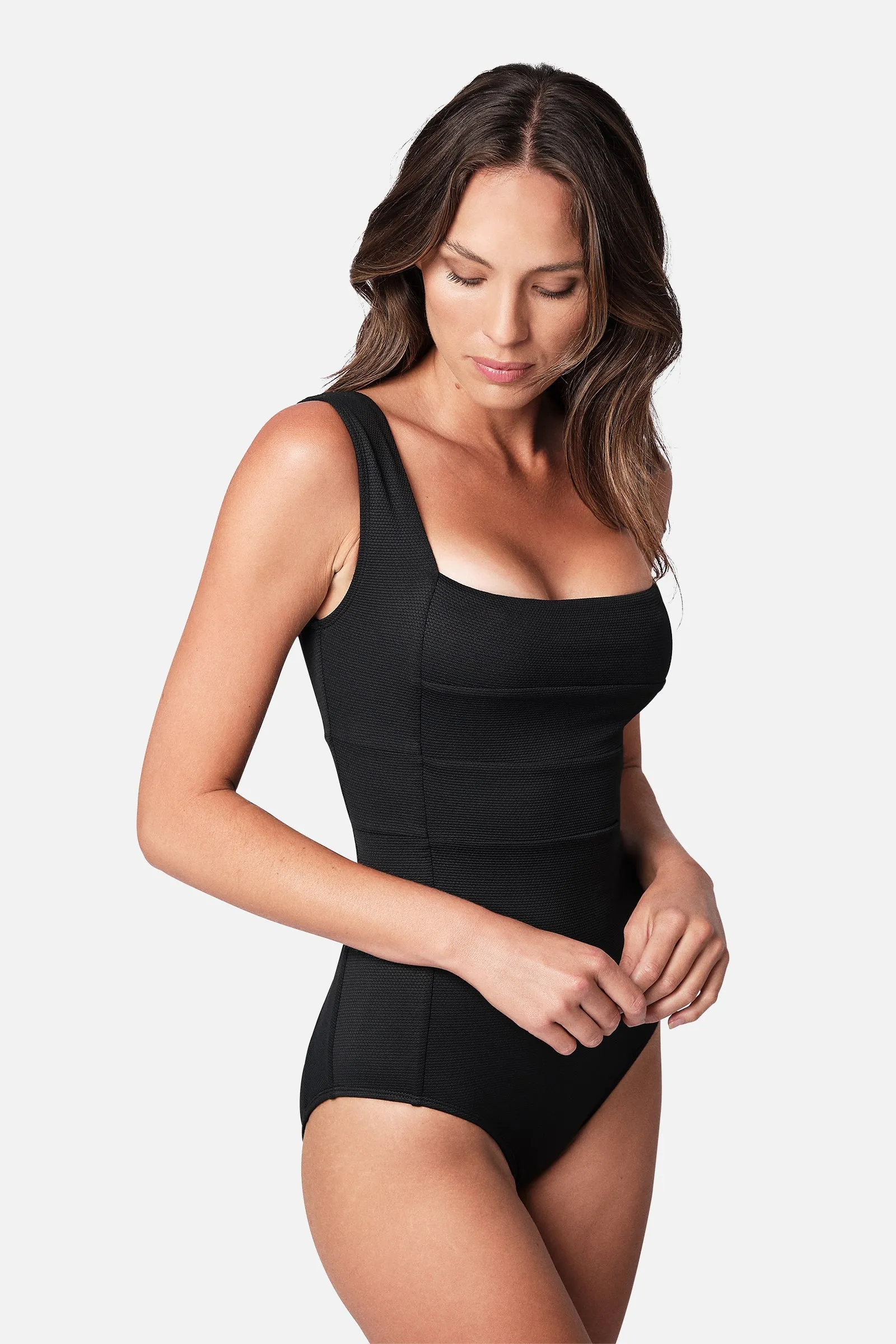 Classic Square Neck BLACK TEXTURE