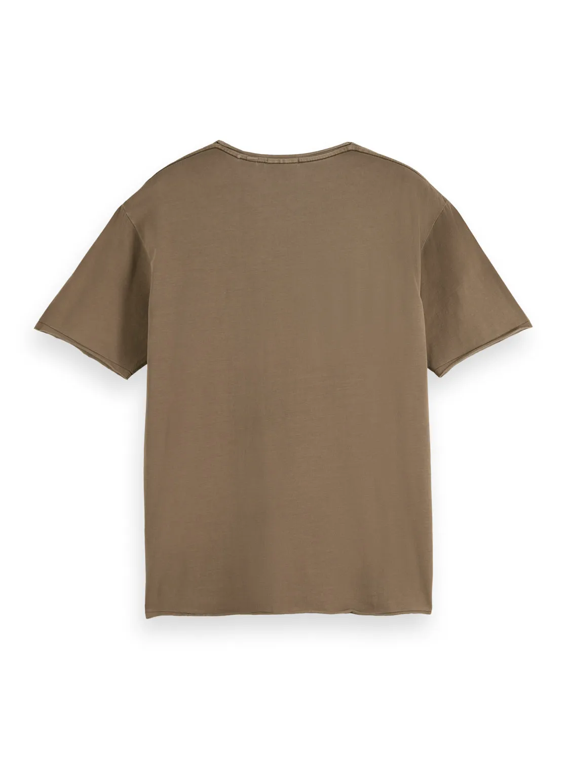 Coffee Relaxed Fit Raw Edge T-Shirt