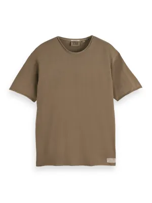 Coffee Relaxed Fit Raw Edge T-Shirt