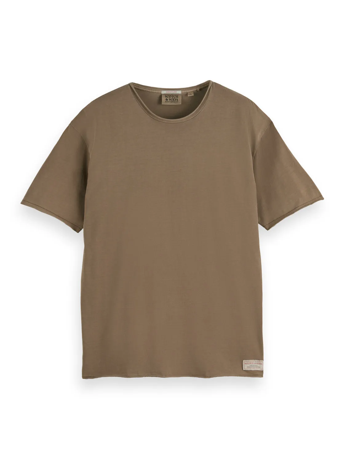 Coffee Relaxed Fit Raw Edge T-Shirt