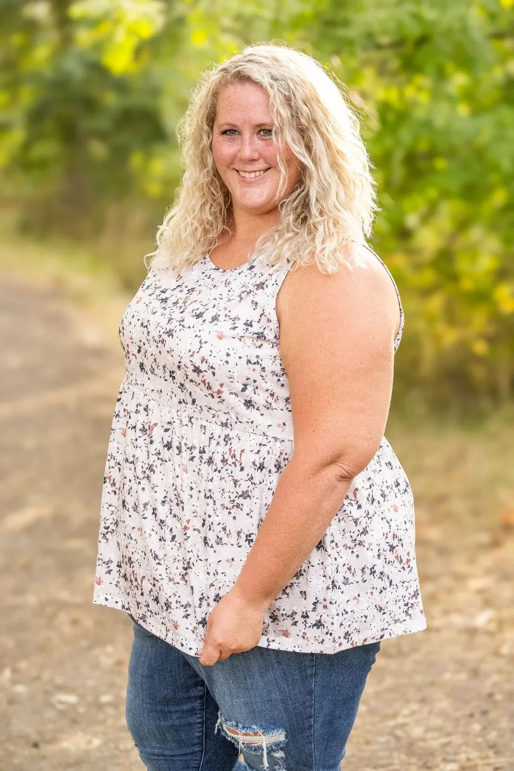 Cole Mini Ruffle Scoopneck Tank in Florals (10 colors)