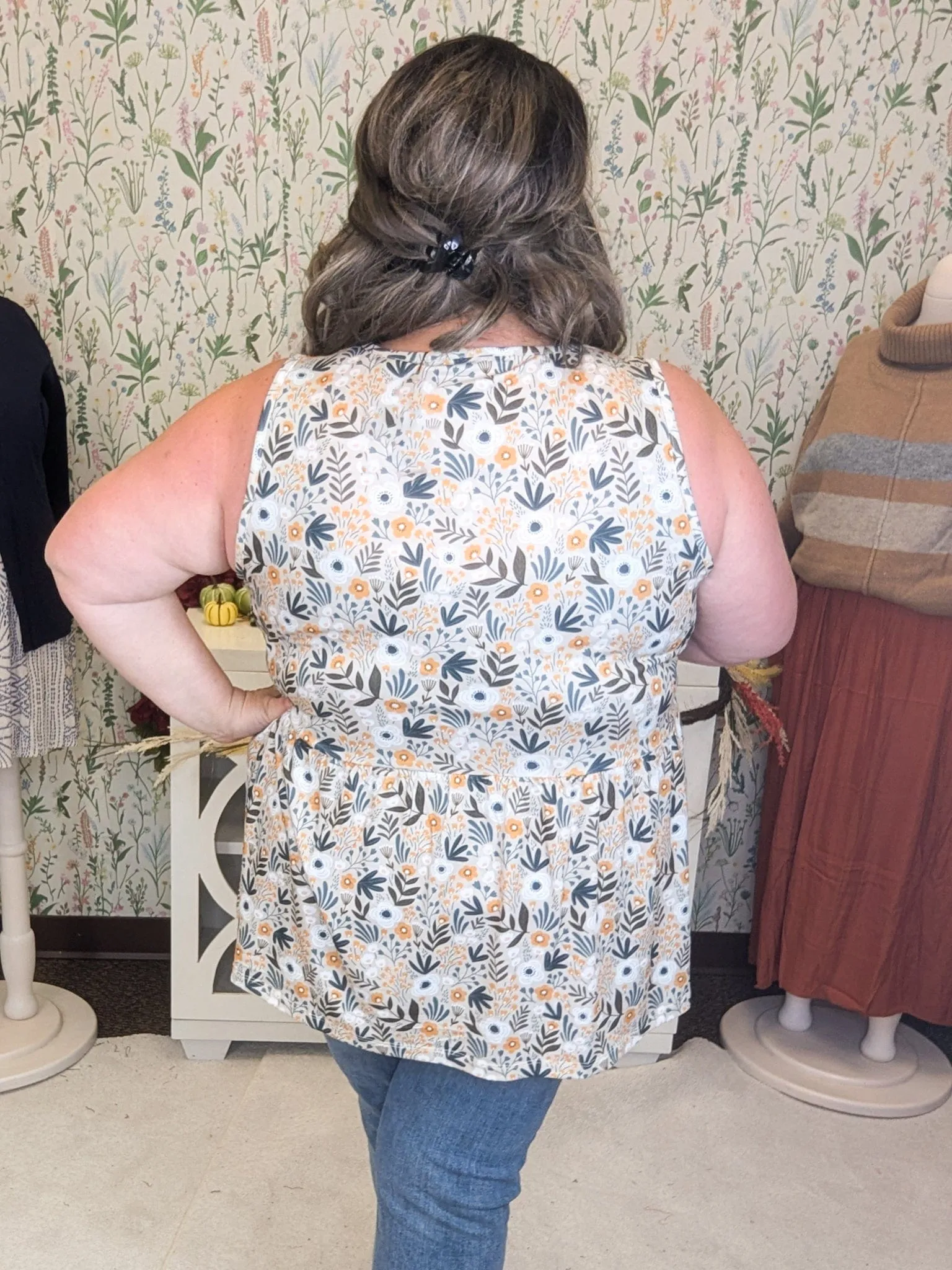 Cole Mini Ruffle Scoopneck Tank in Florals (10 colors)