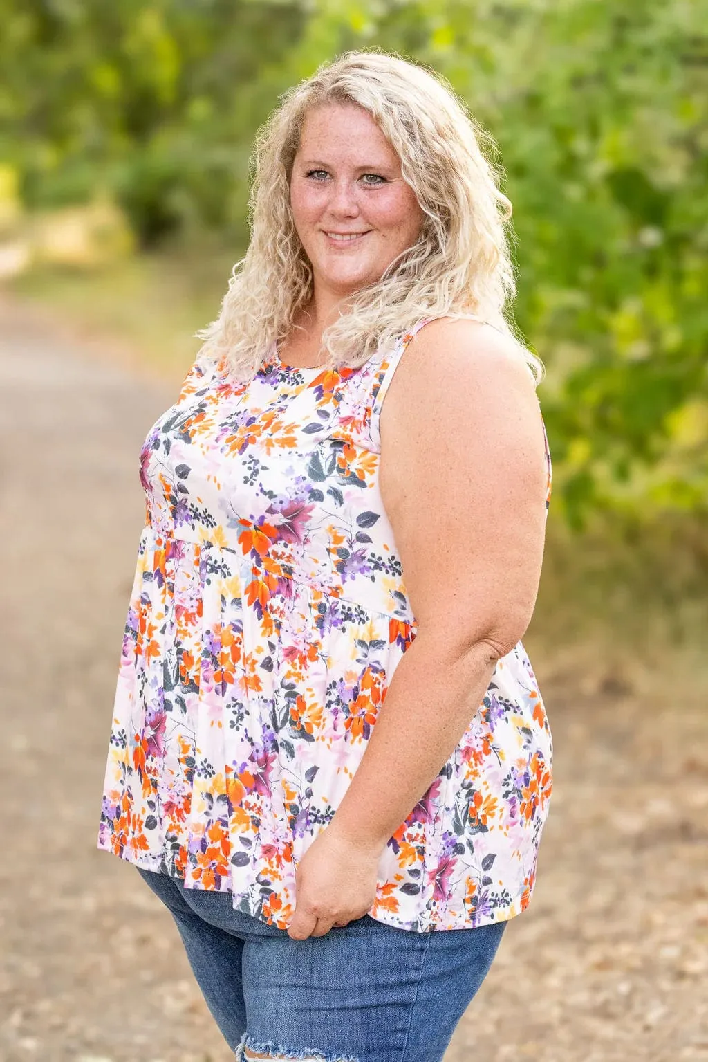 Cole Mini Ruffle Scoopneck Tank in Florals (10 colors)