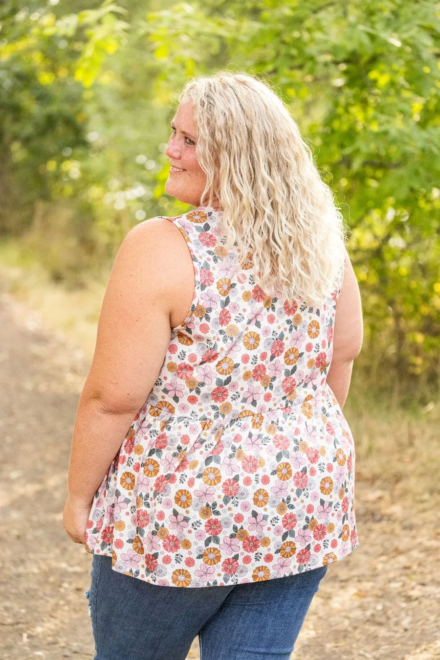Cole Mini Ruffle Scoopneck Tank in Florals (10 colors)