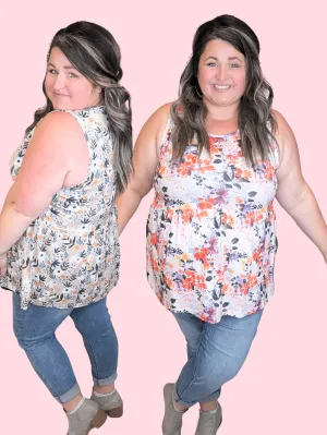 Cole Mini Ruffle Scoopneck Tank in Florals (10 colors)