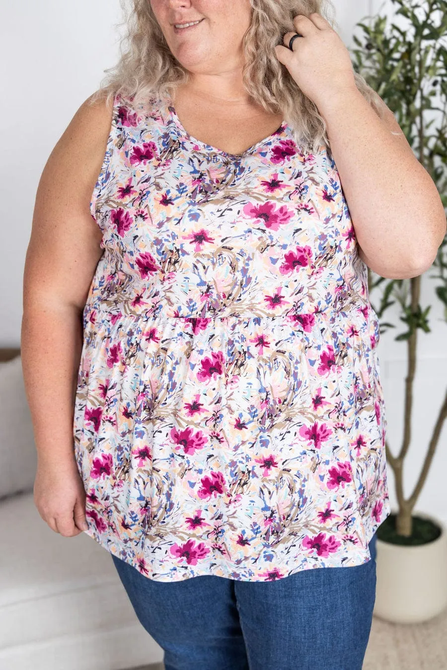 Cole Mini Ruffle Scoopneck Tank in Florals (10 colors)