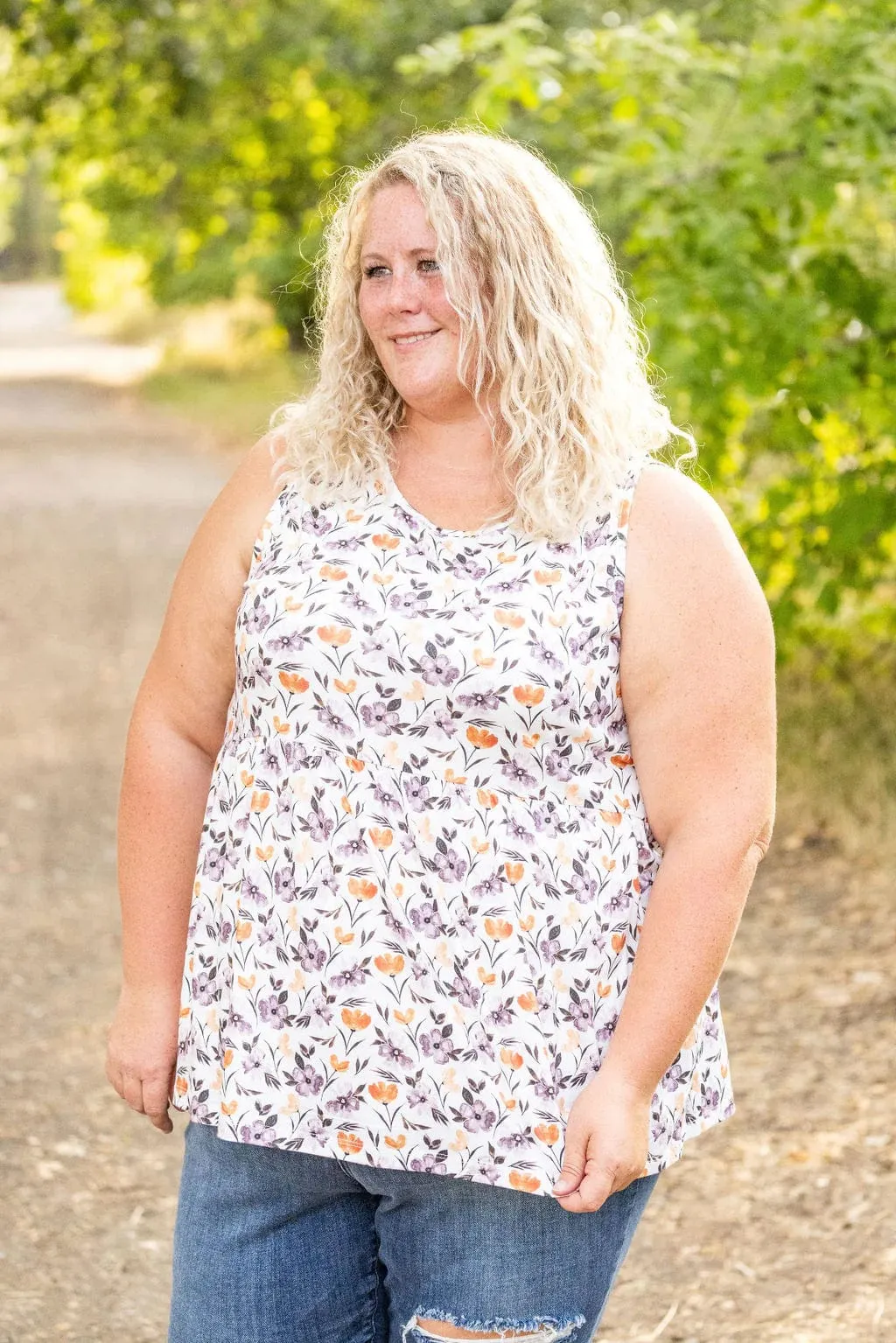 Cole Mini Ruffle Scoopneck Tank in Florals (10 colors)