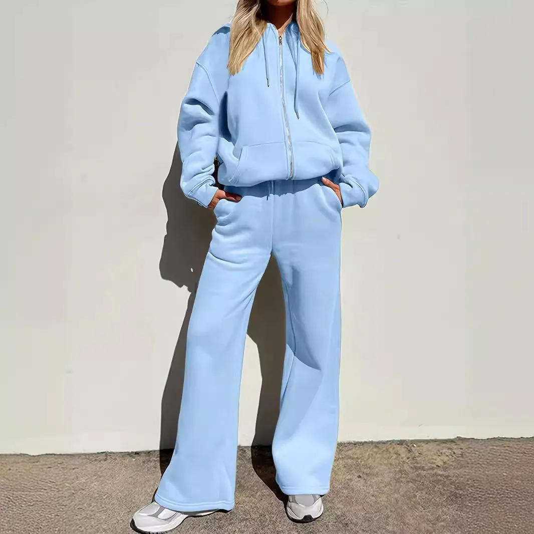 Cozy Casual Solid Hooded Top and Matching Pant Two-Piece Set for Active Days and Relaxed Weekends